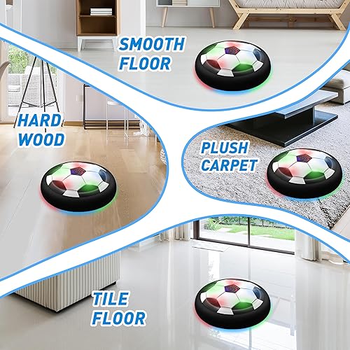 Vista 5 de Pelota de fútbol Hover LED para niños, pelota de entrenamiento con energía de aire para niños, juego de fútbol para interior y exterior, regalos