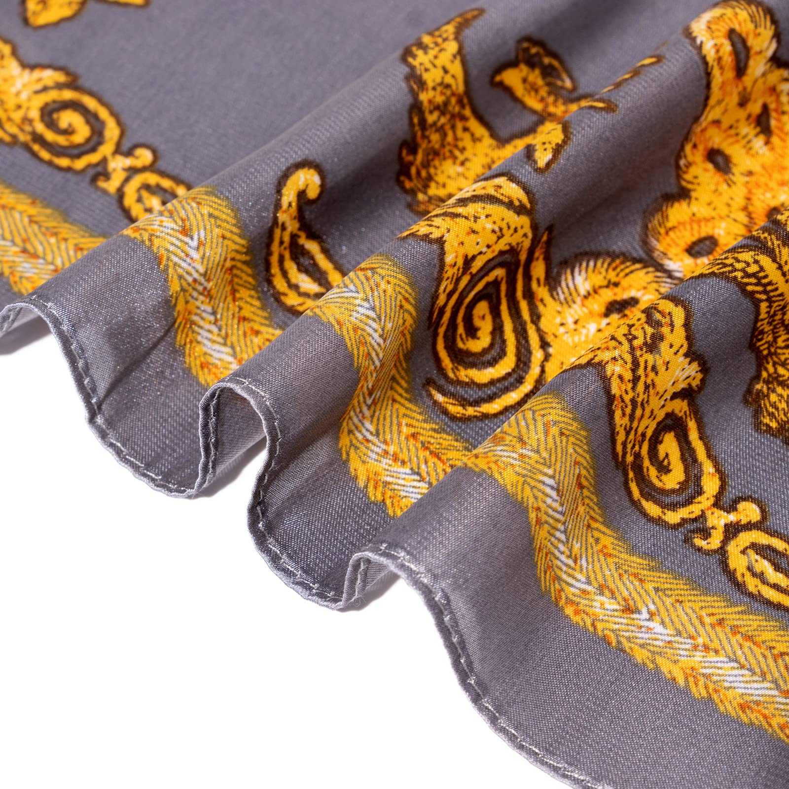 Bufanda larga con sensación de seda, bufanda grande floral de moda, chal de satén para mujer, con embalaje de regalo, Estampado de oro gris 6
