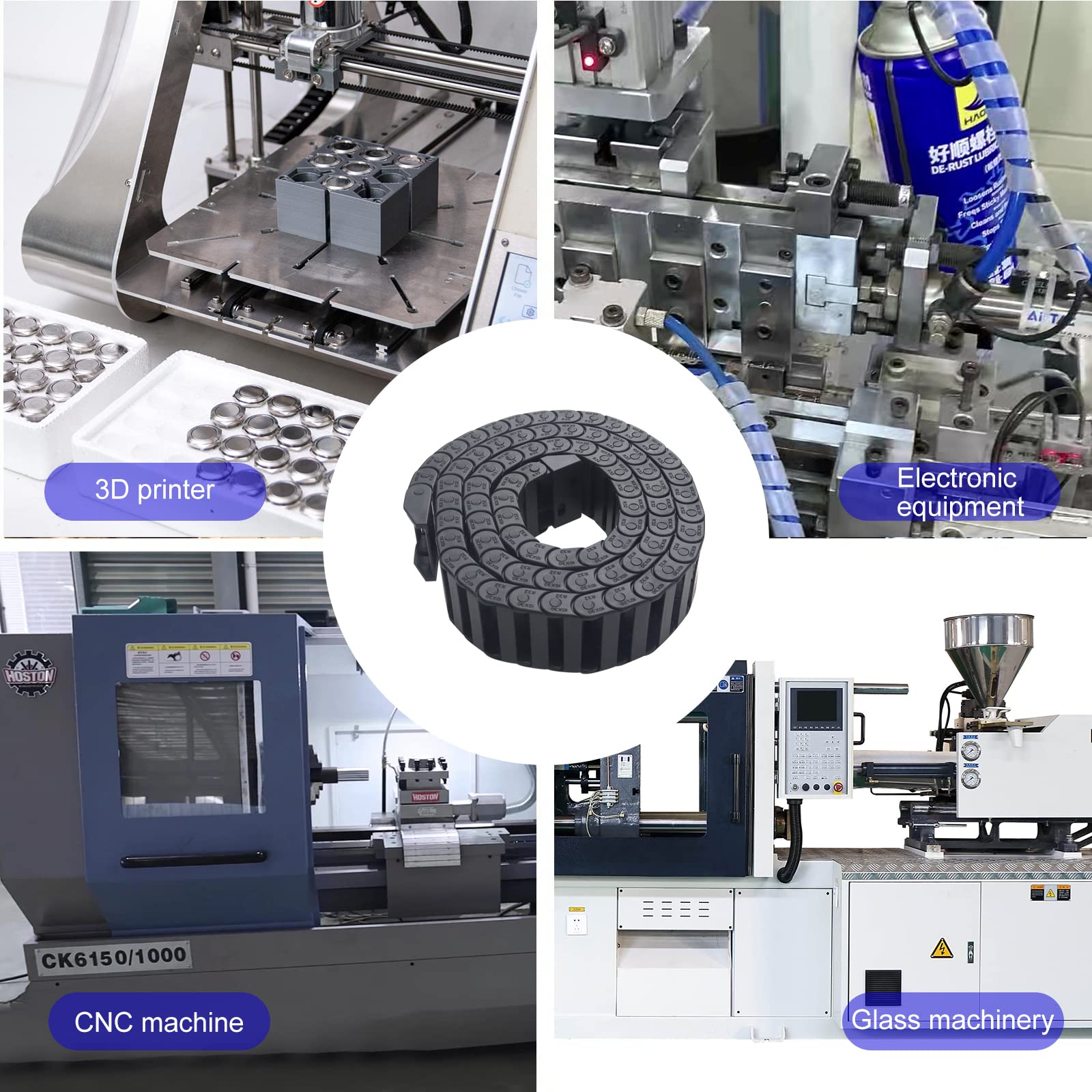 WZYTEU Cable Cadena de Arrastre, Cadena de Energía de Plástico Soporte de Alambre para Impresora 3D CNC Router Máquina Equipos Electrónicos, 10 mm × 30 mm Negro 1 M