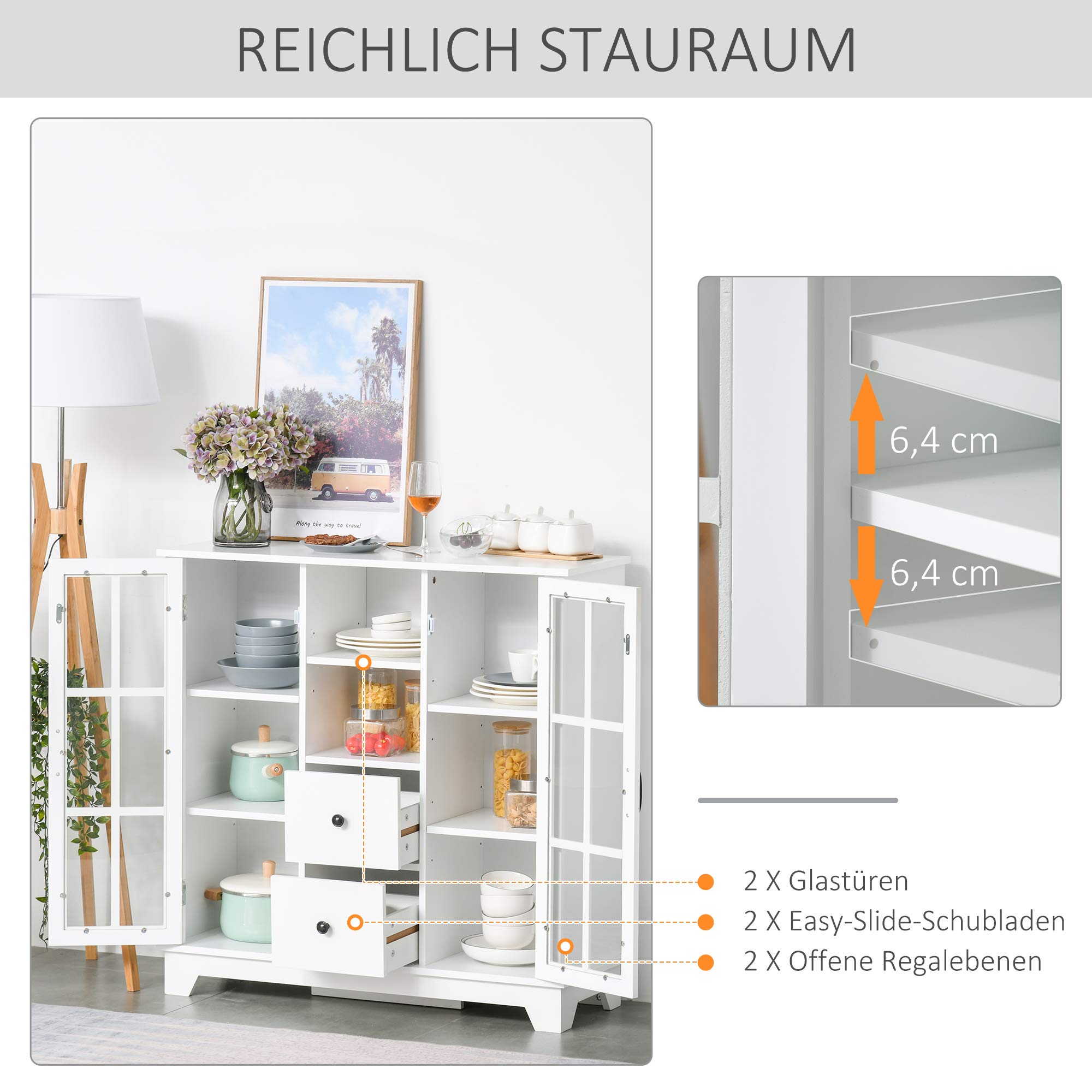 Sideboard Mit 2 Türen Sideboard Kommode Küchensch Produktbild-Vorschau 13