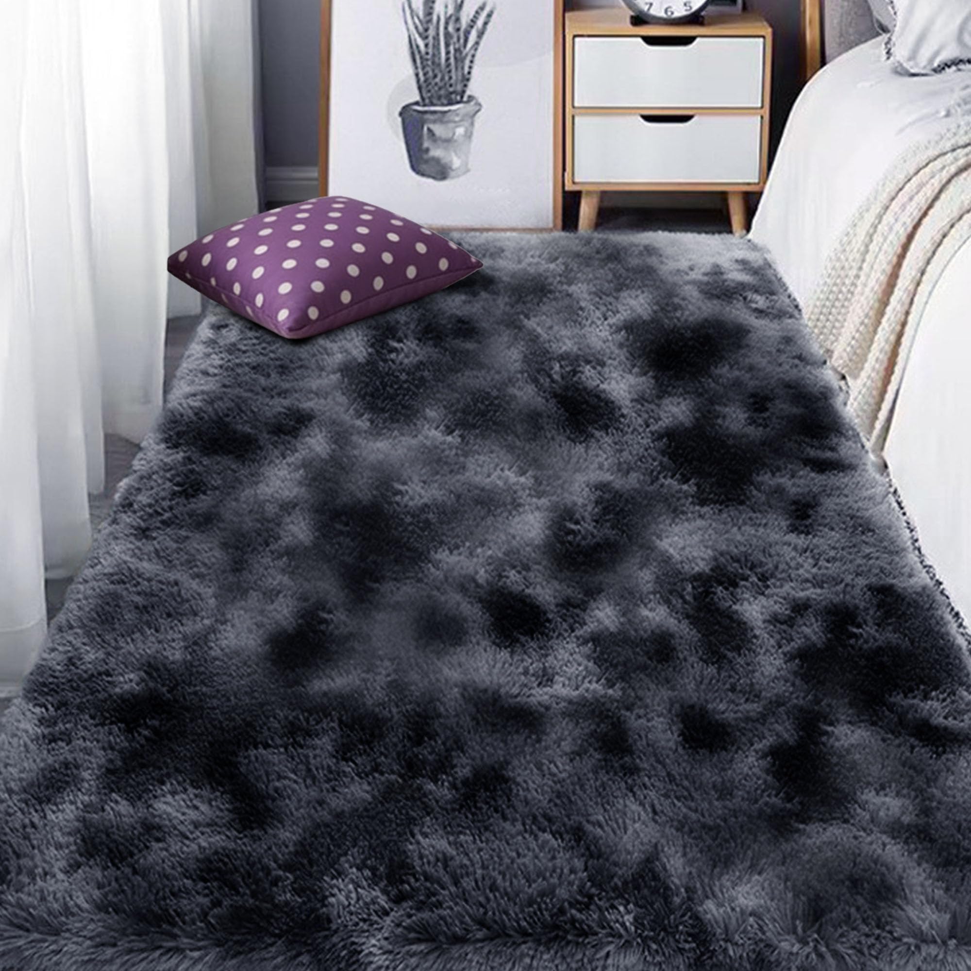 Tapis de sol 300 x 310 cm pelucheux pour réchauffer un salon moderne