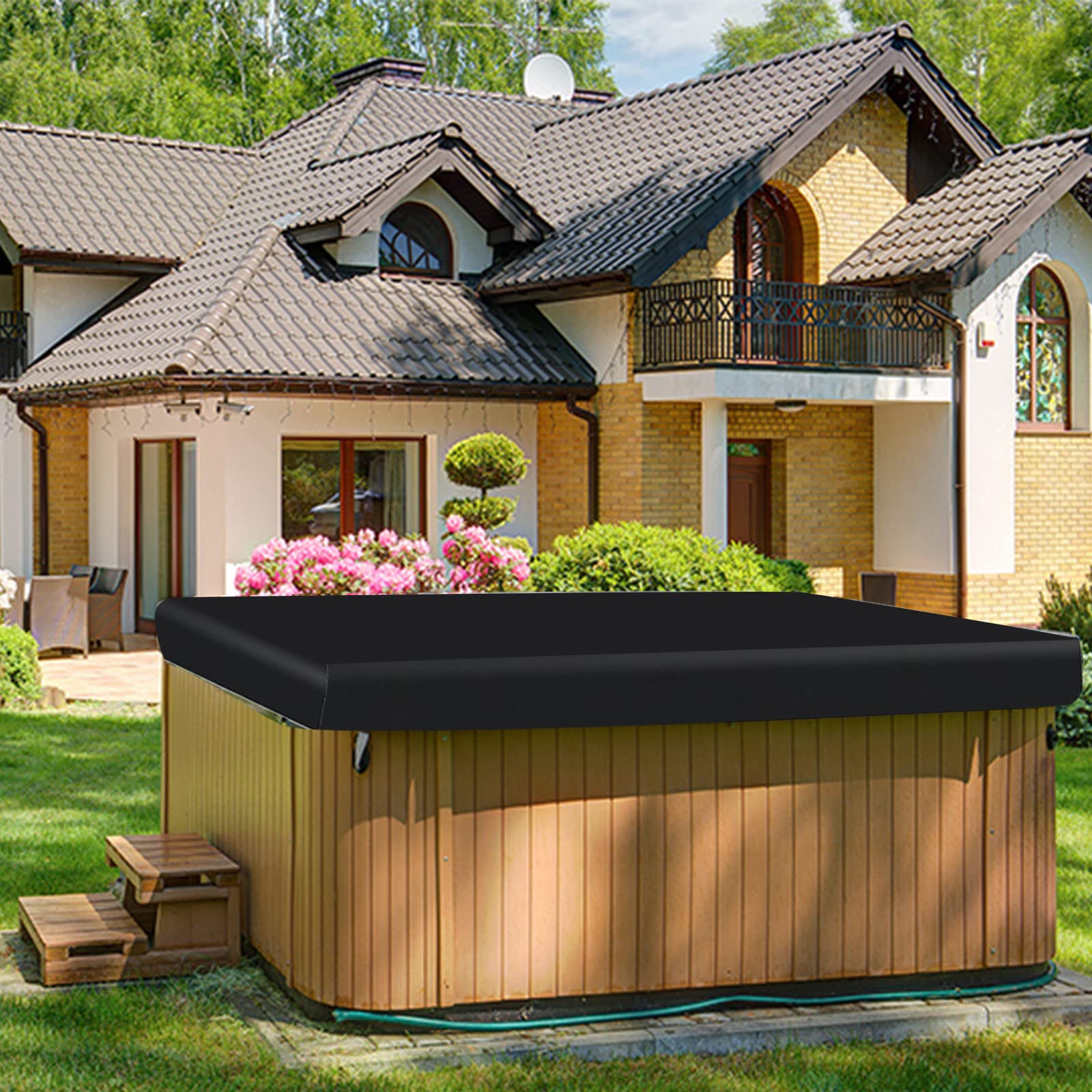 Funda cuadrada impermeable para bañera de hidromasaje, tela Oxford 420D, cubierta de spa al aire libre, impermeable, resistente al polvo, resistente a los rayos UV, cubierta de piscina para bañera de