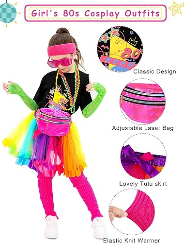 Miniatura 3 de SOMSOC Conjunto de 13 piezas para niñas de los años 80 para niños, disfraz de Halloween, accesorios para cosplay, fiesta de los años 80