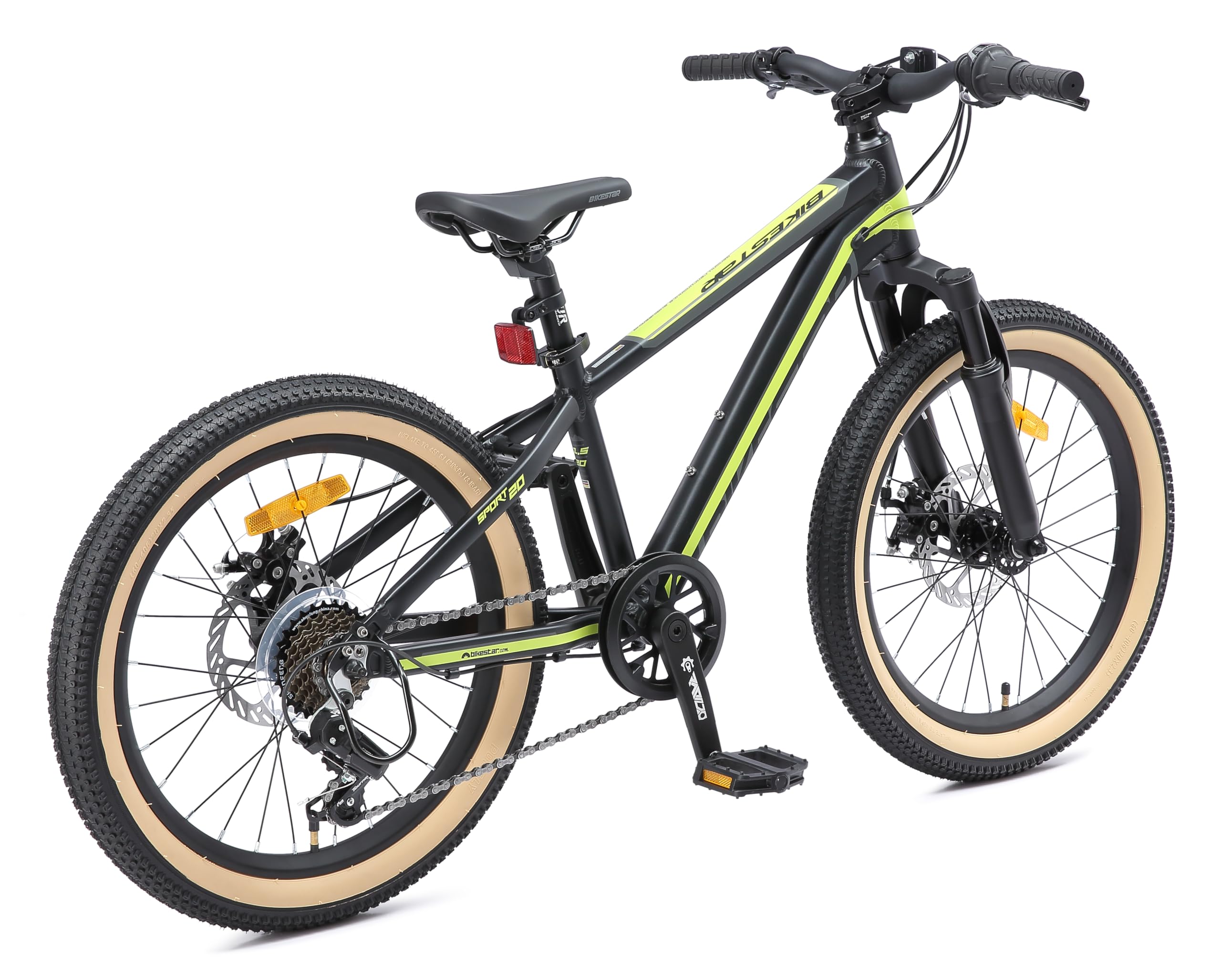 BIKESTAR VTT Vélo Tout Terrain 20" pour Enfants de 6-9 Ans | Bicyclette Cadre 11.5 Pouces 7 Vitesses Shimano, Hardtail, Freins Disque