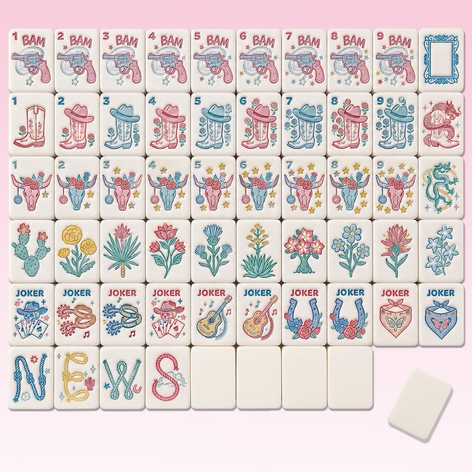 Thenshop 160 Pcs American Mahjong Tiles 1.2 Inch, Cowgirl — image 1