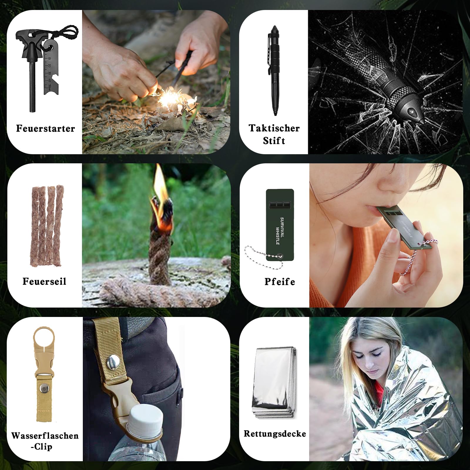 Adventskalender Voor Heren – 24-in-1 Survivaluitrusting Met Kompas, Vuurstarter, Tactische Pen En Meer – Compacte Noodset Voor Kamperen En Outdoor