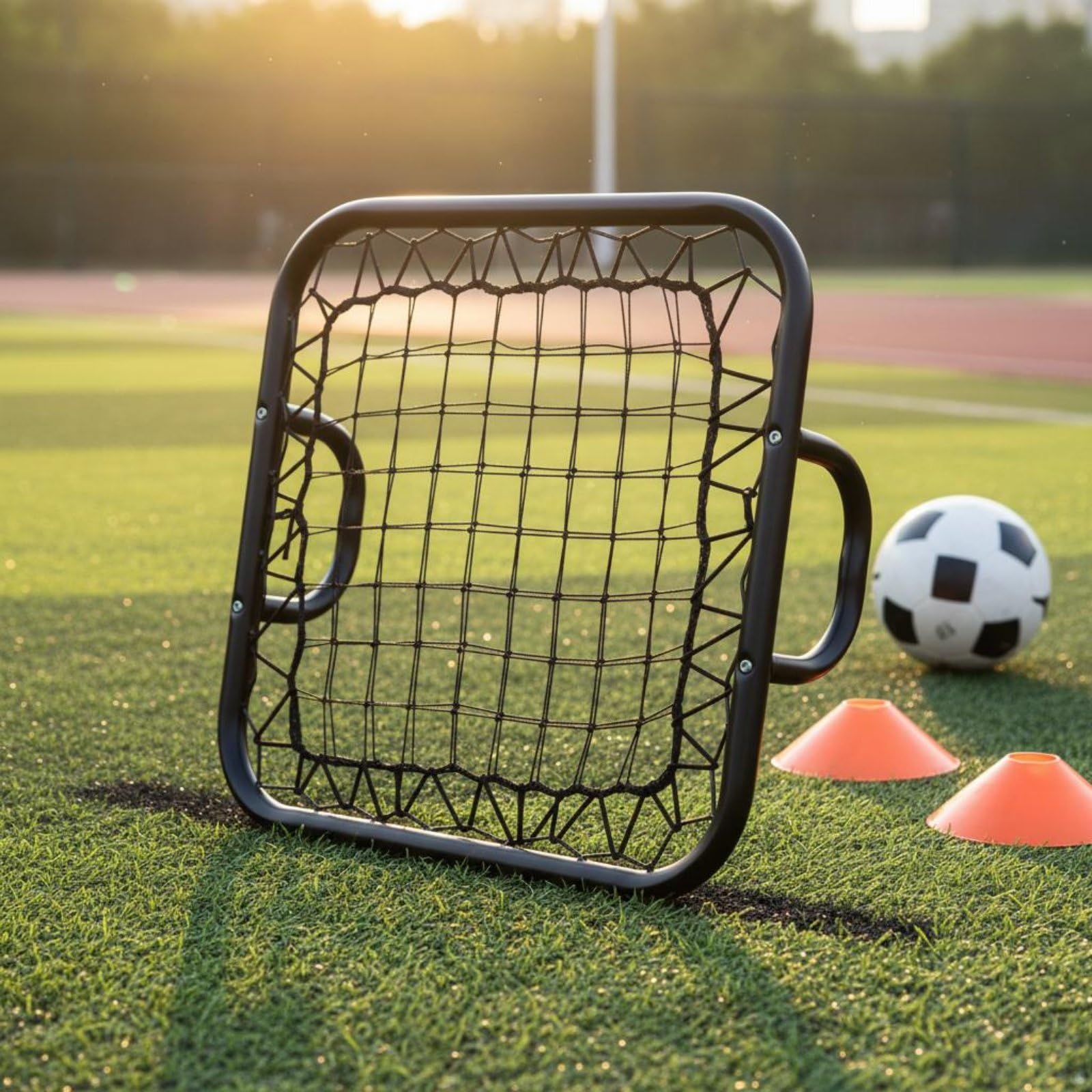 Qianly Mini Rete Rimbalzante Portatile Elasticità Forte Rebounder da Calcio Leggera Rete Rimbalzante Calcio per Portieri, Scuola