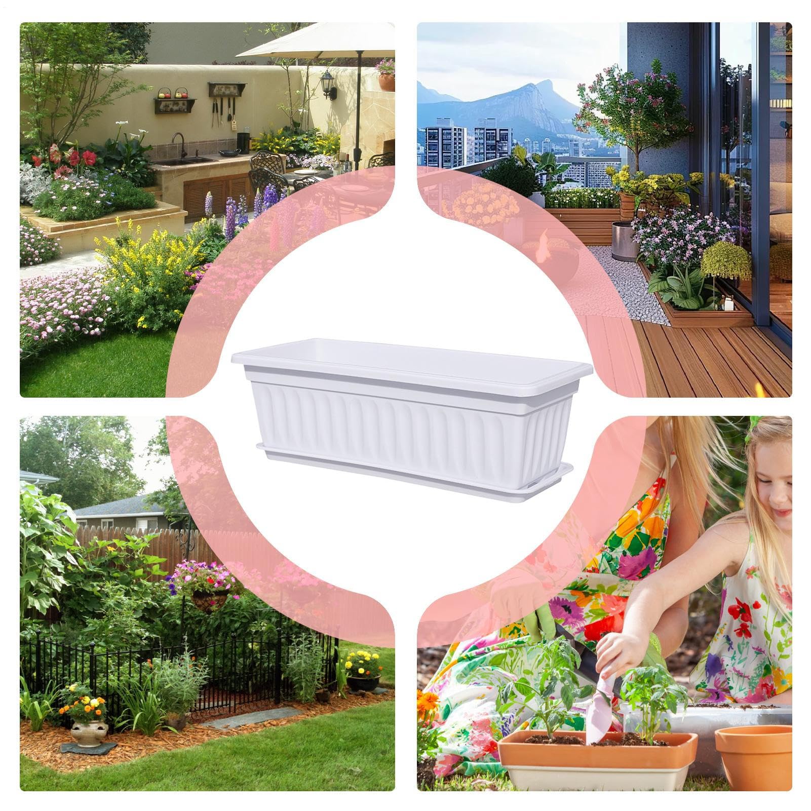 Fioriera da Finestra Contenitore Resistente ai Raggi UV con Fori di | Fioriere da Finestra per Esterni Per Giardinaggio Balcone Cucina Esterno Giardino Piante E Fiori