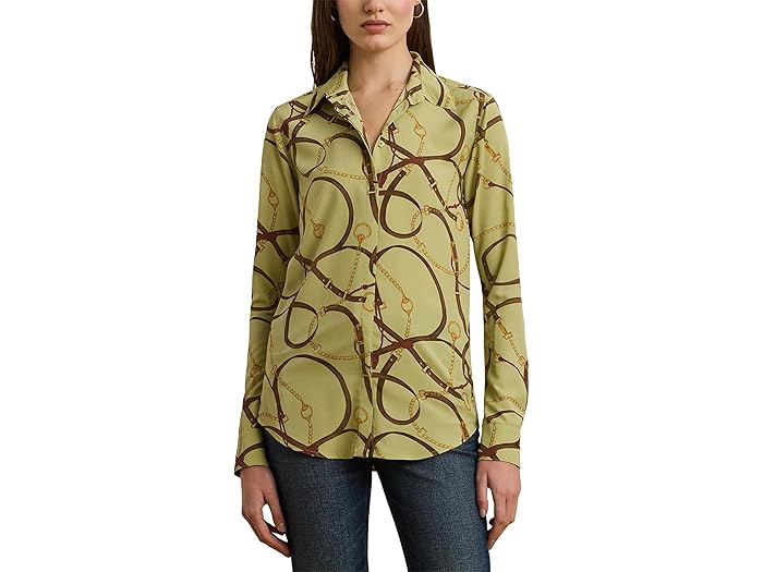 Classic Fit Belting-Print Crepe Shirt - Image 1