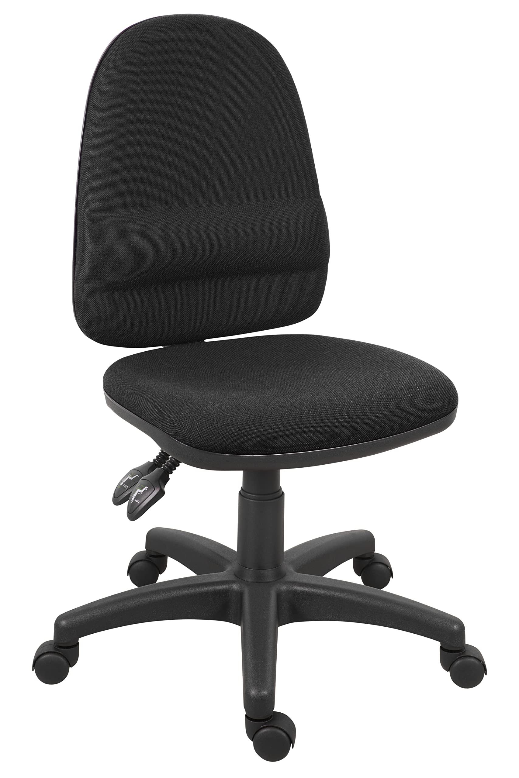 LAB SPACE - Mist 2 Office Chair Upholstered in Black, Charcoal or Blue Fabric - Operator Chair with Adjustable Backrest, Computer Home Office Chair (Height Adjustable Arms, Black)