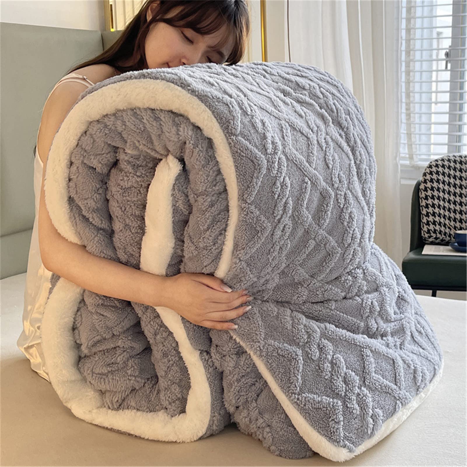 Peitto/peitot,Down Duvet,paksumpi Lamb Cashmere Blanket Winter Soft Lämmin Bed Comforter Paksu lämmin Double Bed Fluffy Flannel Lämmin Throw Blanket (150x200cm4kg,Purple