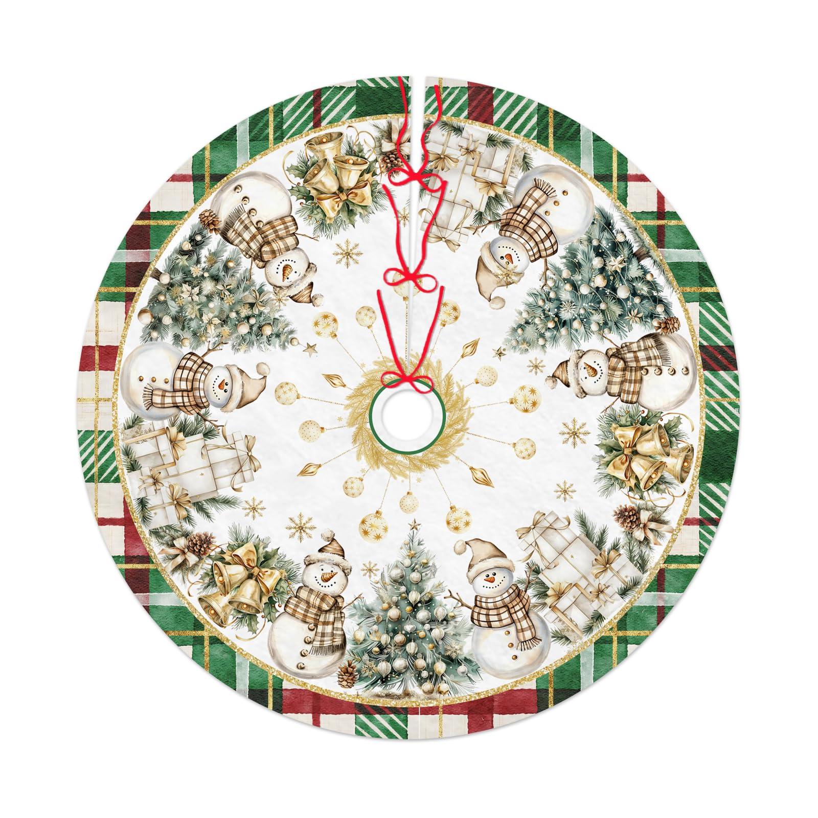 Shaeotek Beigesnowman Snowman Gifts Christmas Tree Skirt, 48 Inces/120 Cm Large Beige Xmas Snowman Tree Mat For Christmas New Year Party, Family Room Or Outdoor Decor