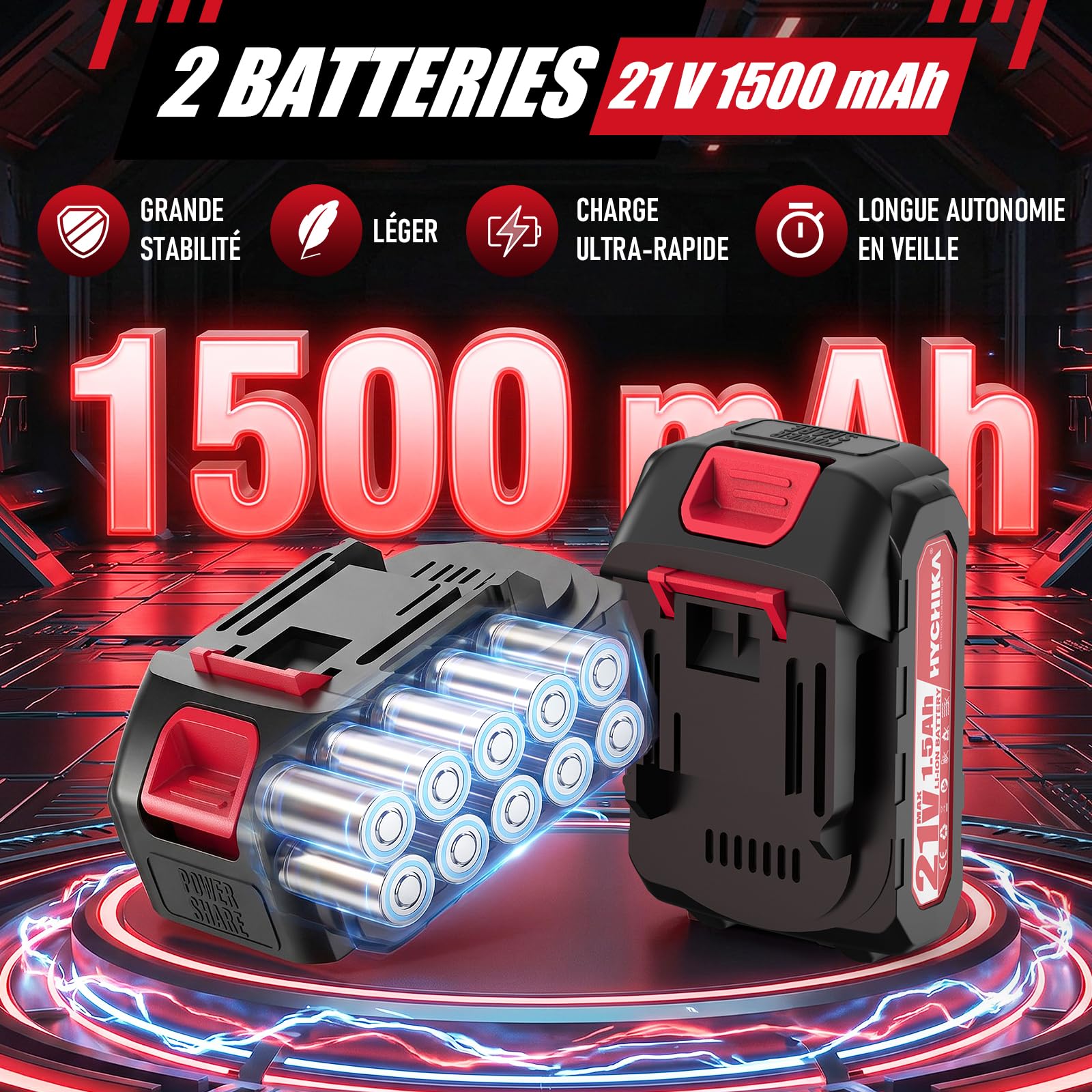 HYCHIKA sécateur électrique sans fil 21 V, coupe de 30 mm pour Arbres