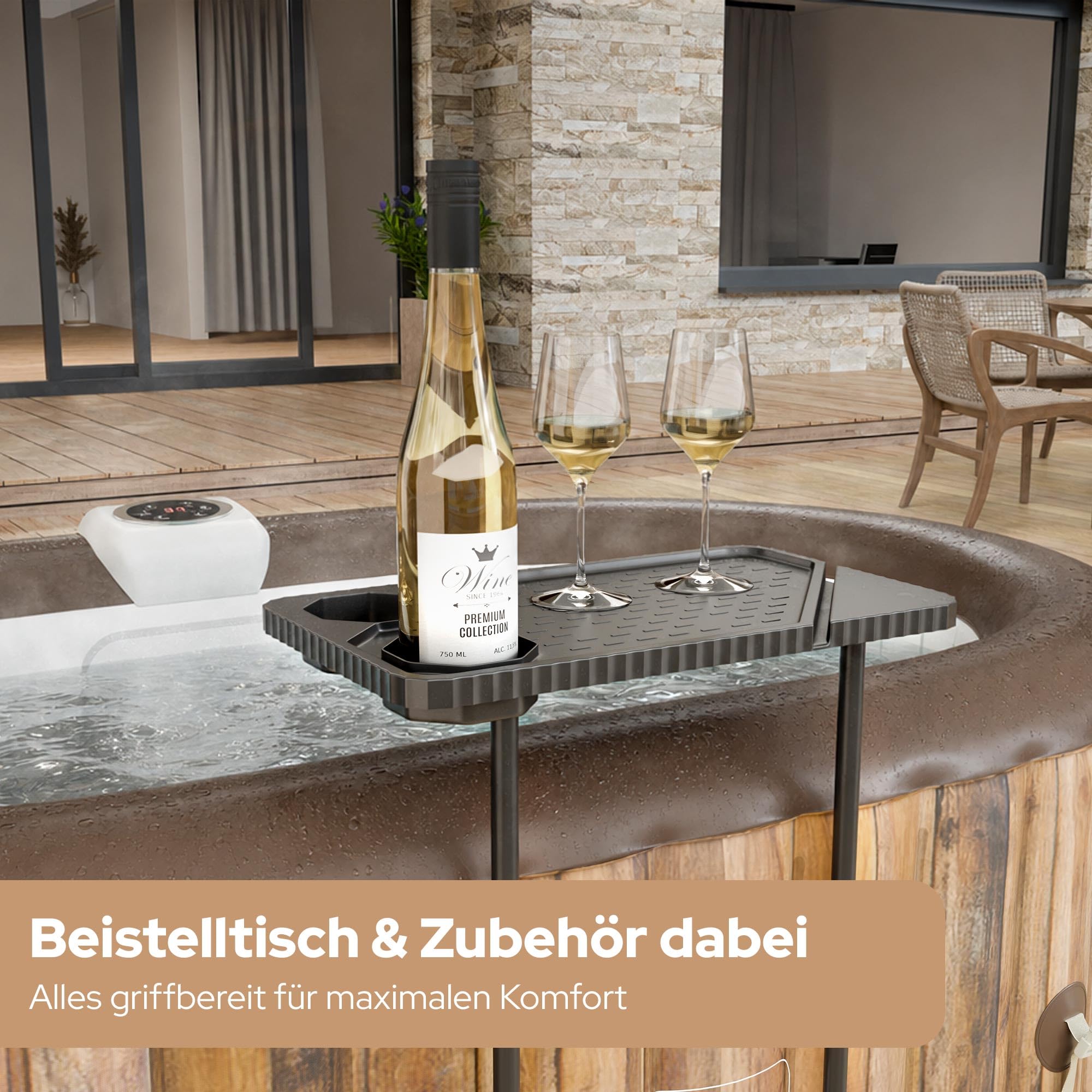 Arebos Whirlpool | Aufblasbar | In- & Outdoor | 190x120 cm oval | 2 Personen | 90 Massagedüsen | mit Heizung | 550 Liter | Inkl. Abdeckung | Bubble Spa & Wellness Massage