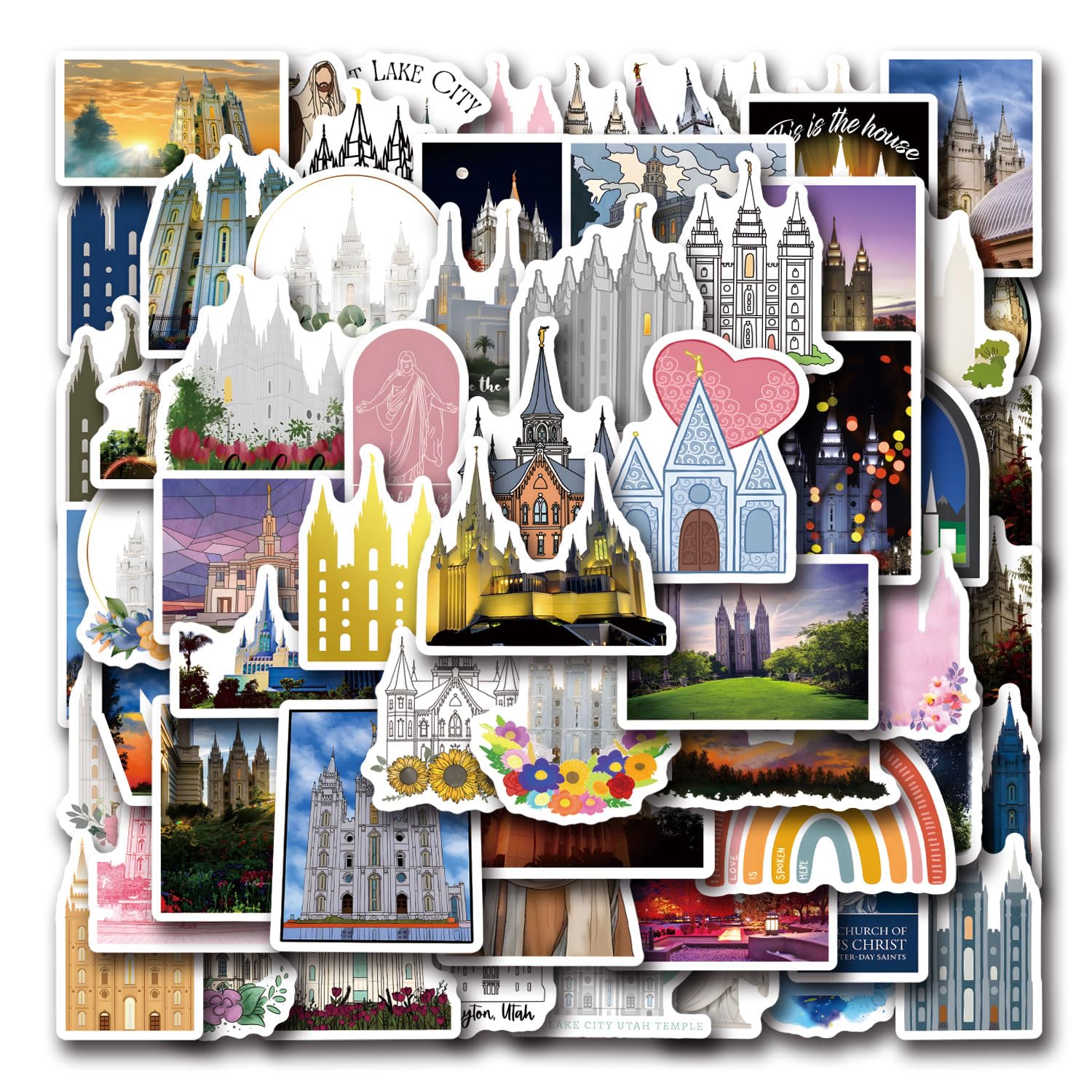 60pcs LDS Aesthetics Cartoon Waterproof Vinyl Stickers for Water Bottles Laptop Suitcase for Birthday Party Supplies Halloween Decoration Favors