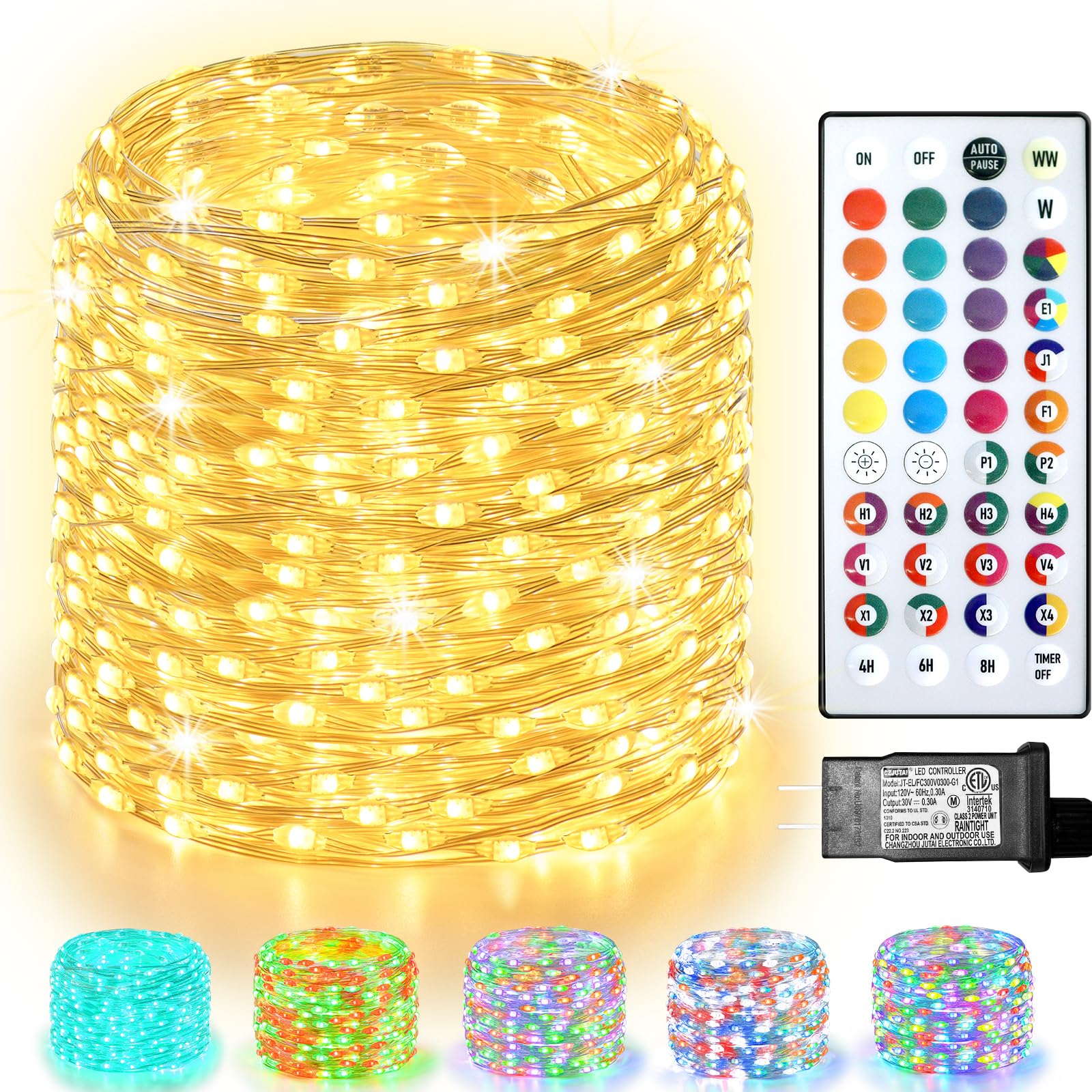 300 LED Fairy Lights Color Changing, 98 FT 35 Colors String Lights with Remote, 17 Single Color & 18 Holiday Colors, Christmas Twinkle Light Plug in for Bedroom Holiday Wedding Indoor Party Decor