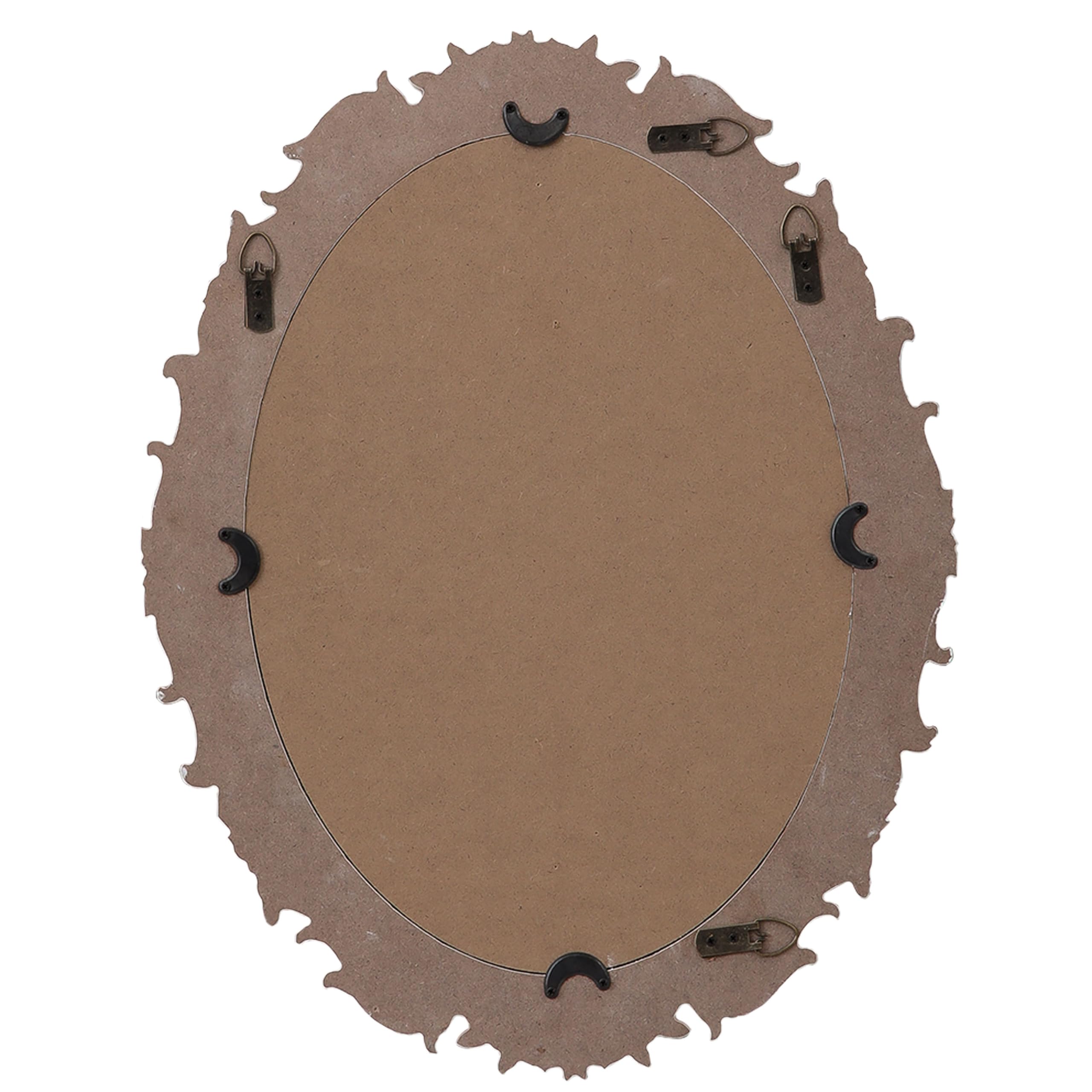 Vintage Spiegel Oval Holzrahmen 54 x 41 cm, Barock Dekorative Wandspiegel Weiß, Rustikaler Hängespiegel für Wanddeko, Horizontal oder Vertikal