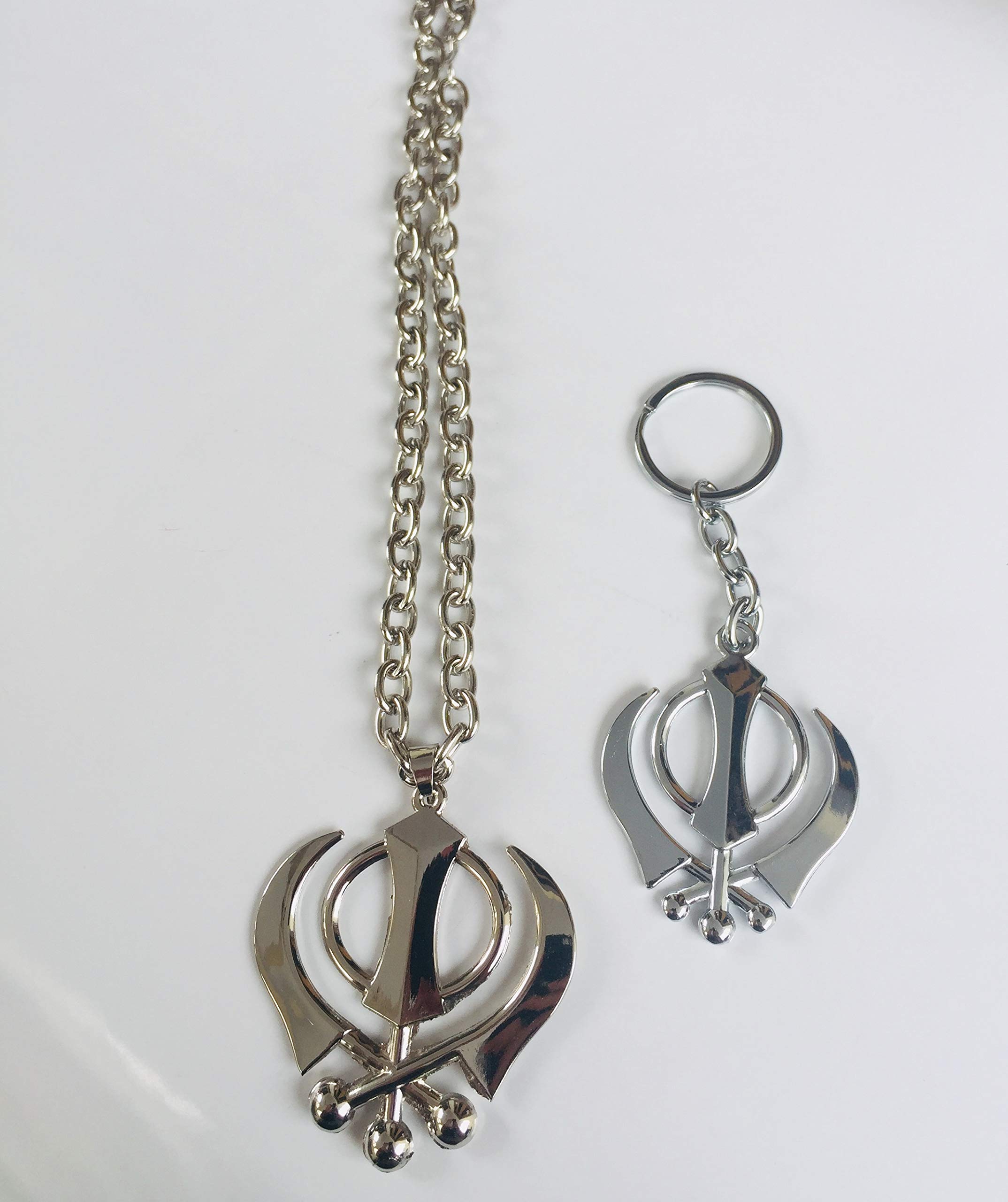Abgeostones khanda pendent/sikh jewelary khanda, car hanging khanda comes with chain (extra large 2.65 inches)