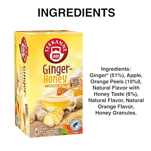 Miniatura 2 de Teekanne Té de miel de jengibre, sin cafeína, sabor natural, miel dulce y té de hierbas de jengibre picante con 20 bolsas de té envueltas