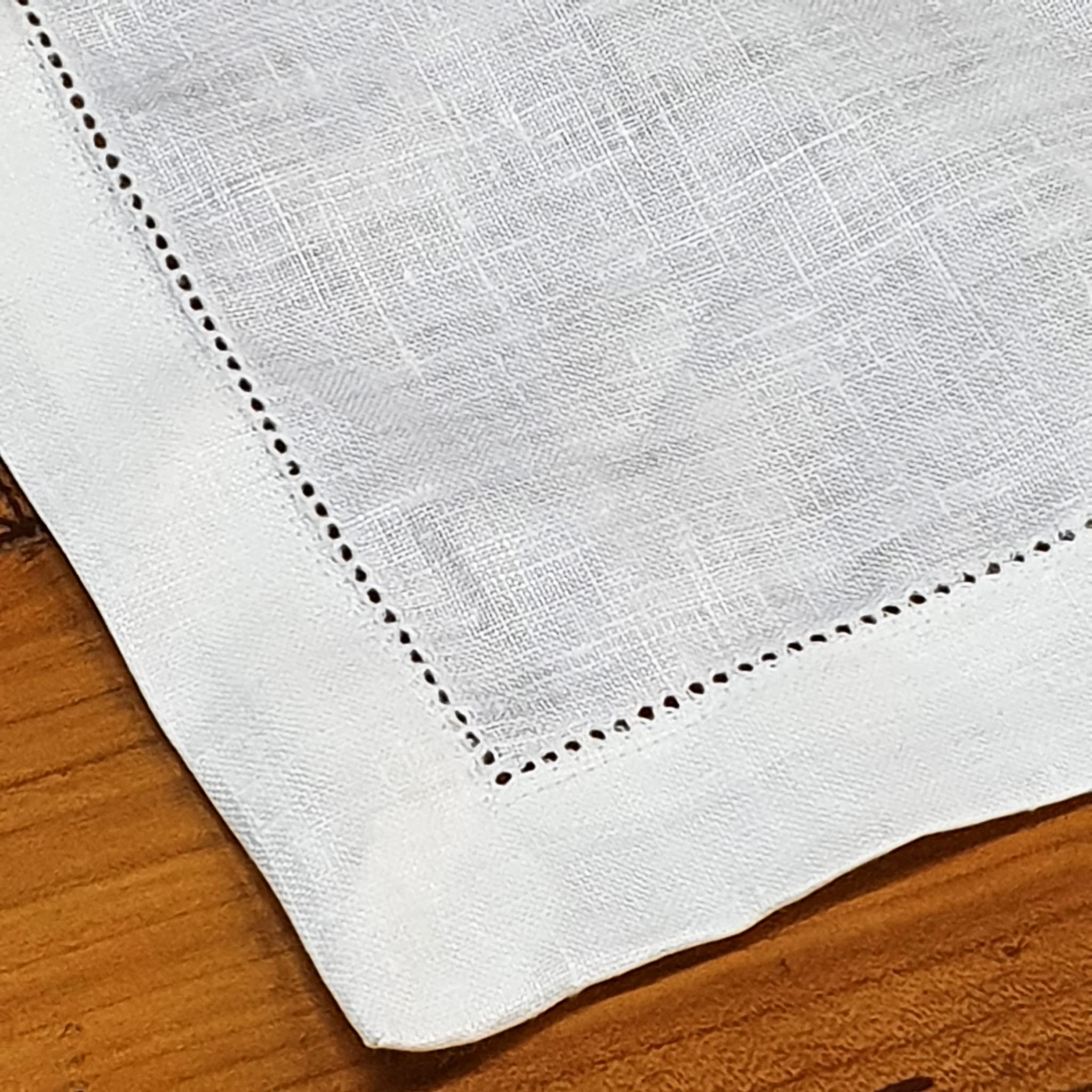 Mantel de puro lino con vainica - blanco, rectangular x8 220