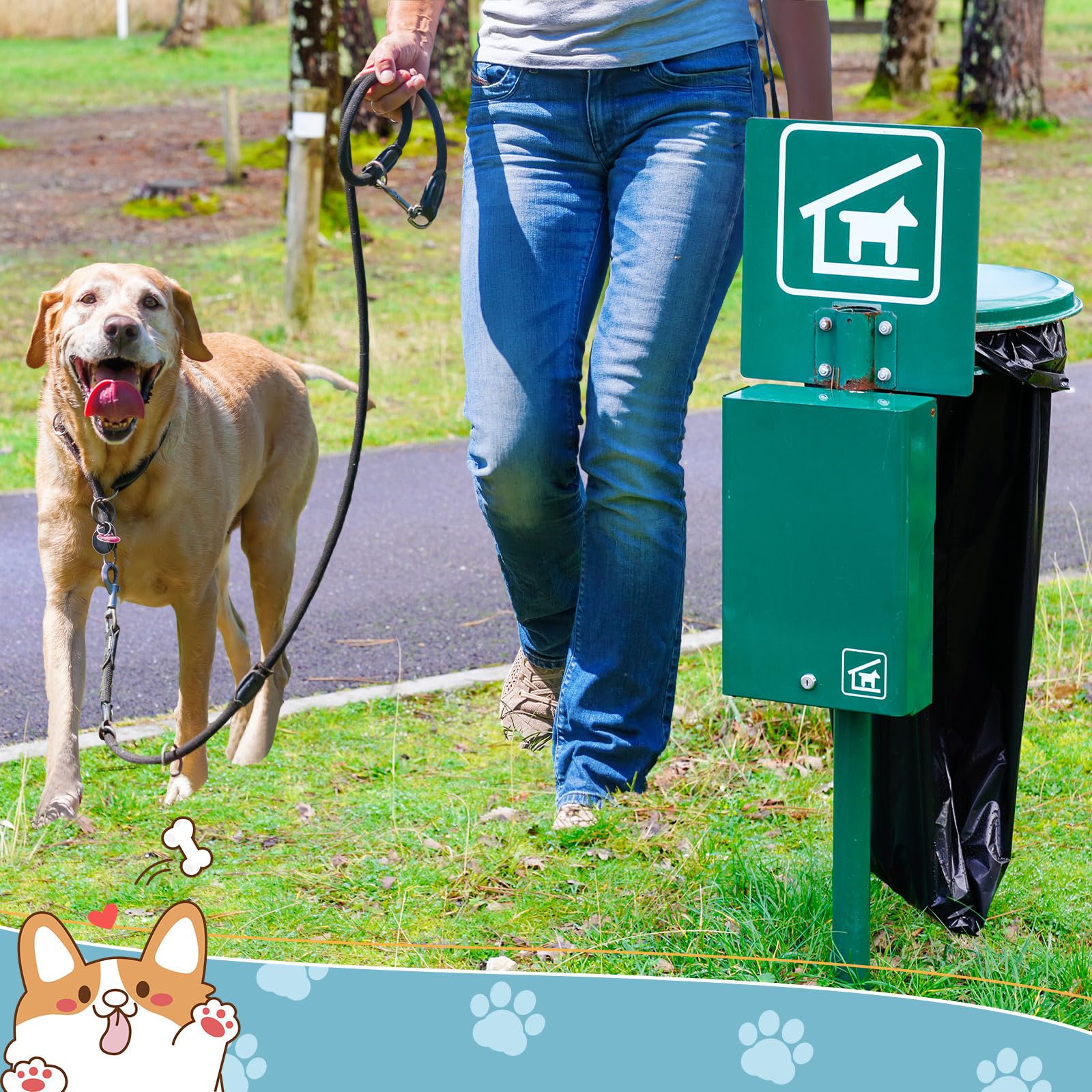 150 bolsas de basura para perros, 26 pulgadas de ancho x 33 pulgadas de largo, bolsa gruesa de alta resistencia (1.1 mil) para cachorros, mascotas al aire libre, caminar y viajar, 3 rollos de