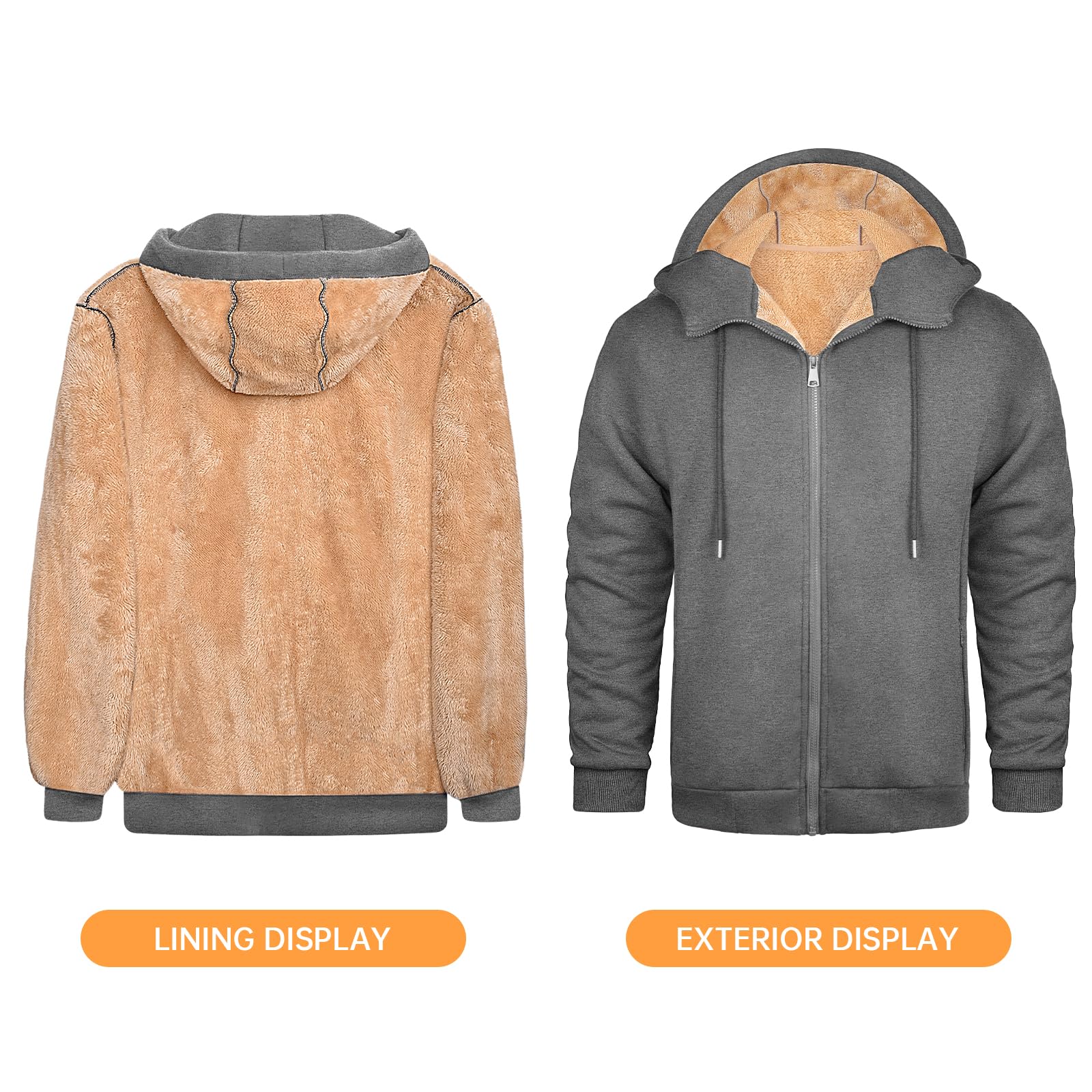 PASUDA Felpa Uomo con Cappuccio Invernale Felpa in Pile con Zip Felpe Giacca Manica Lunga Casual Comoda a Calda Hoodie Cappotto con Tasche Inverno