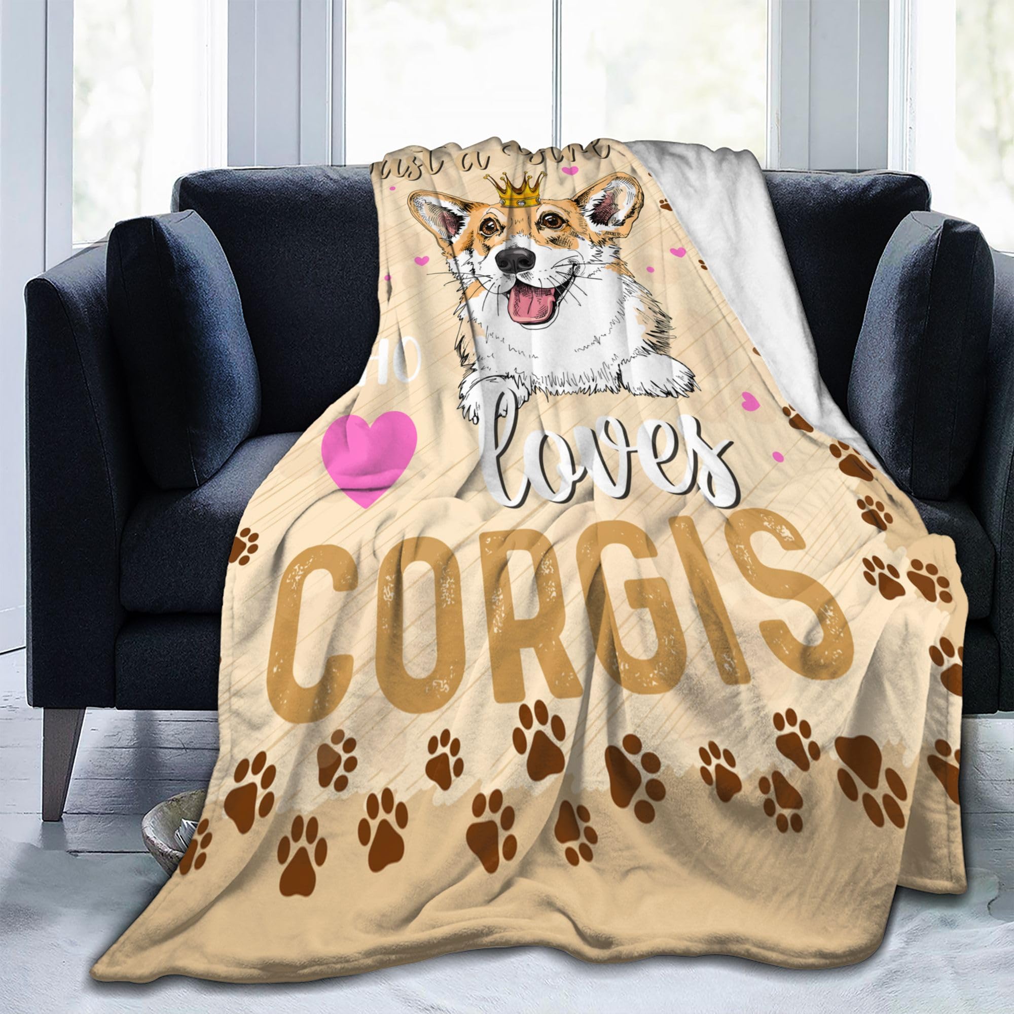 Corgi Decke – 152,4 X 127 Cm, Weiche Flanell-Decke Für Kinder Und Erwachsene, Kuschelig, Waschbar, Als Geschenk