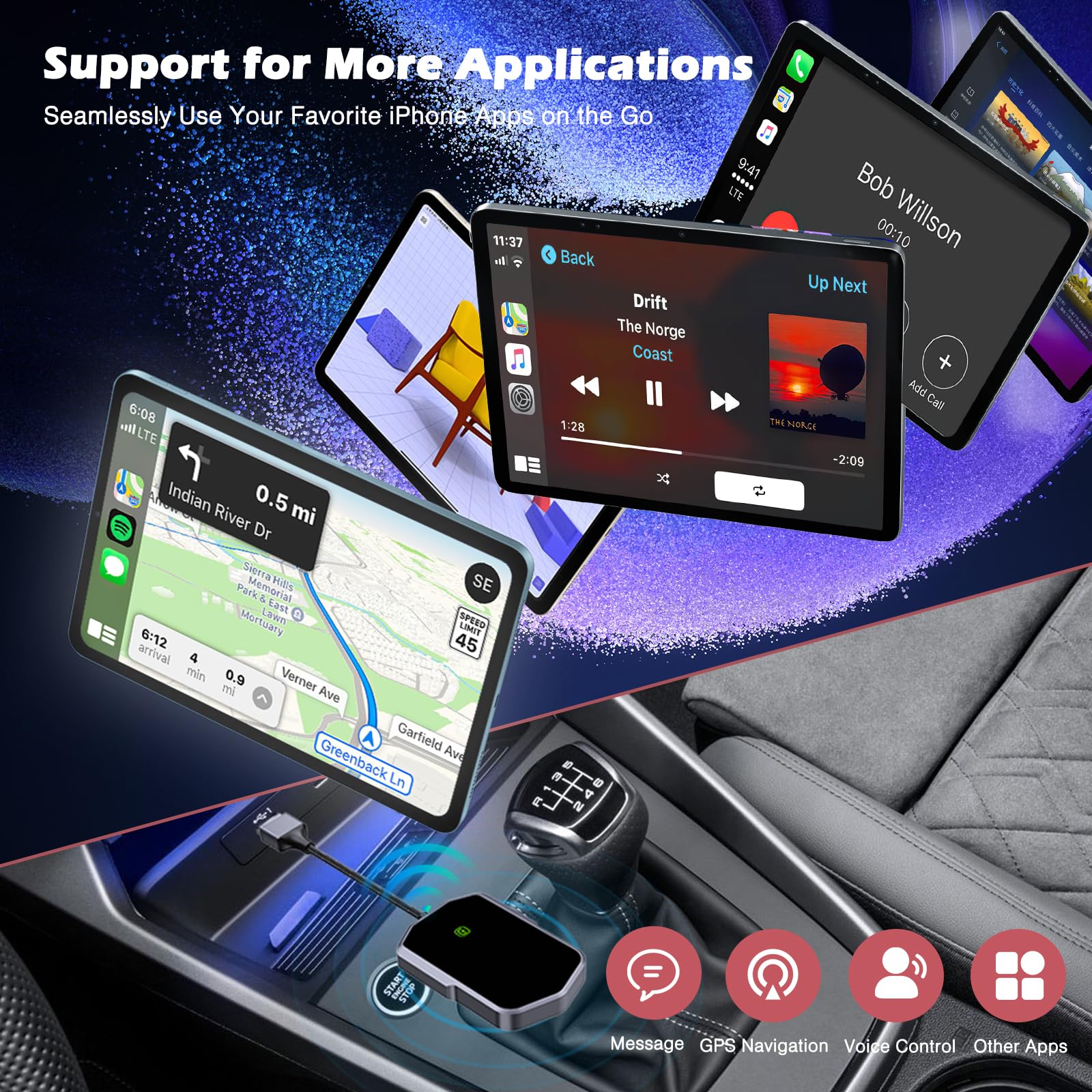 LOFICOPER Wireless CarPlay Adapter for iPhone Upgrade Carplay Wireless Adapter UK with Tempered Glass Design, Plug & Play - Image 4