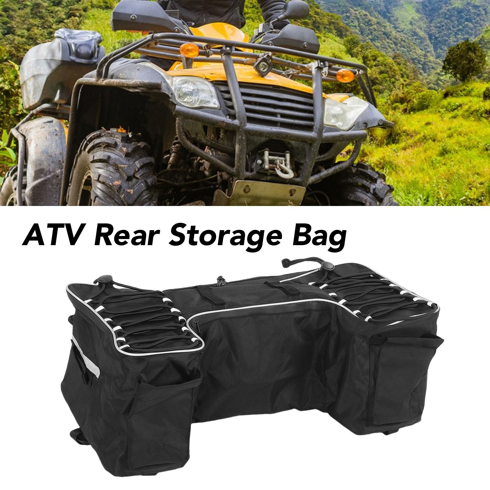 Fockety Torba Bagażowa ATV 50L, 600D Wodoszczelna Torba Cargo, dla ATV | Wytrzymała tkanina 600D, tylna torba na bagażnik ATV o dużej pojemności, uniwersalna do przechowywania sprzętu UTV na
