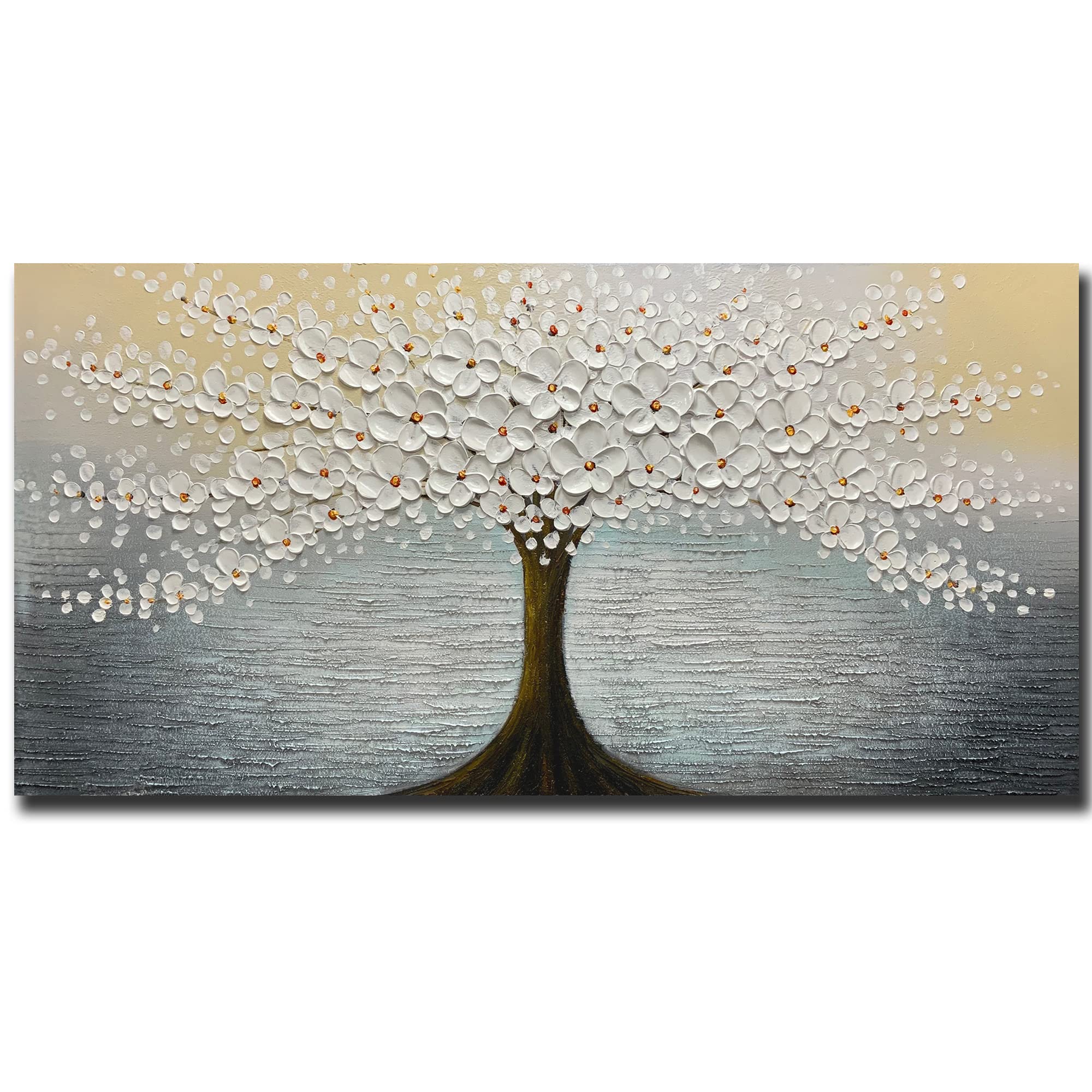 Photo 1 of **USED BUT APPEARS NEW**  Paintings 24x48 Inch White Flowers Painting 3D 