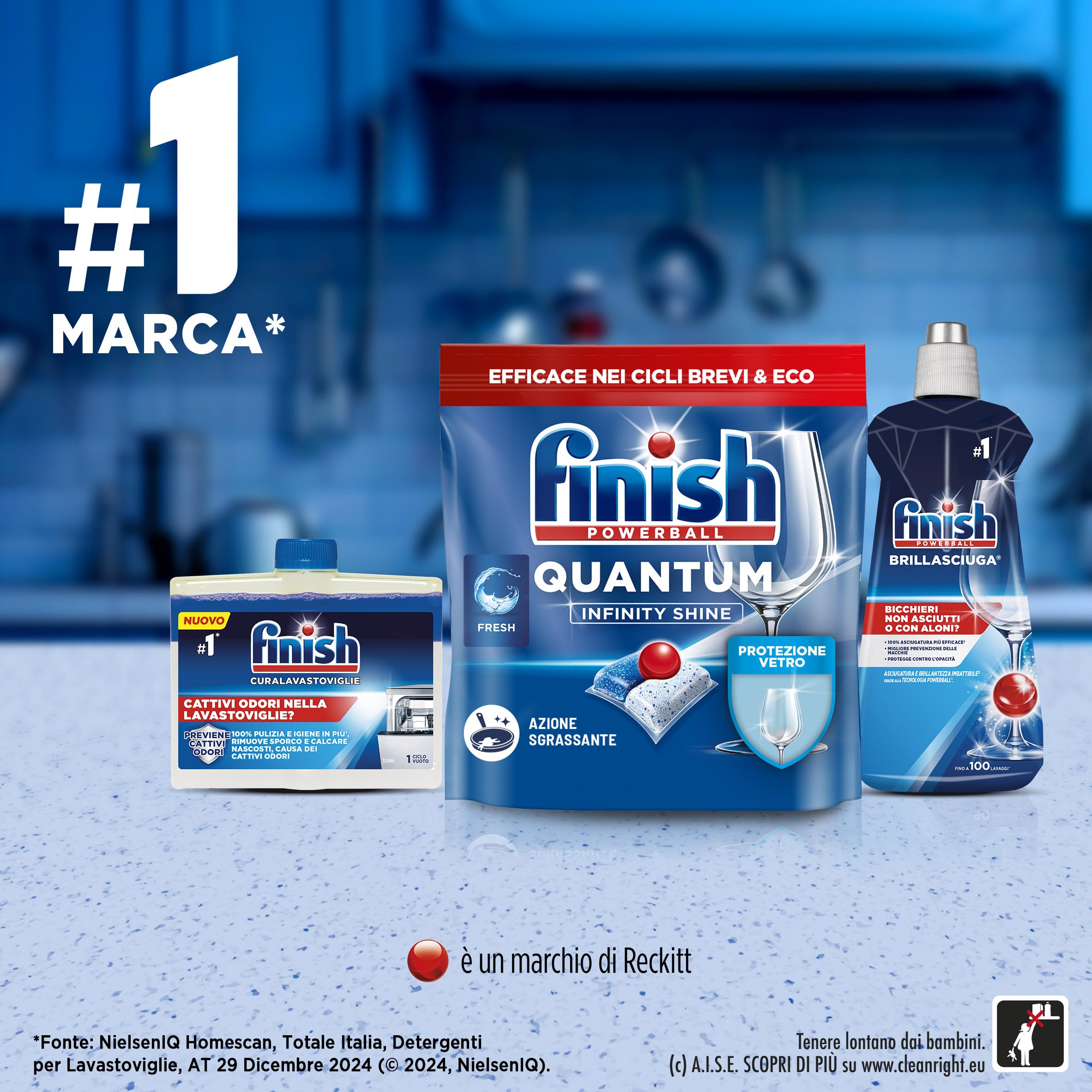 Finish Quantum Infinity Shine Pastiglie Lavastoviglie, 166 Capsule Lavastoviglie, Detergenti per Lavastoviglie
