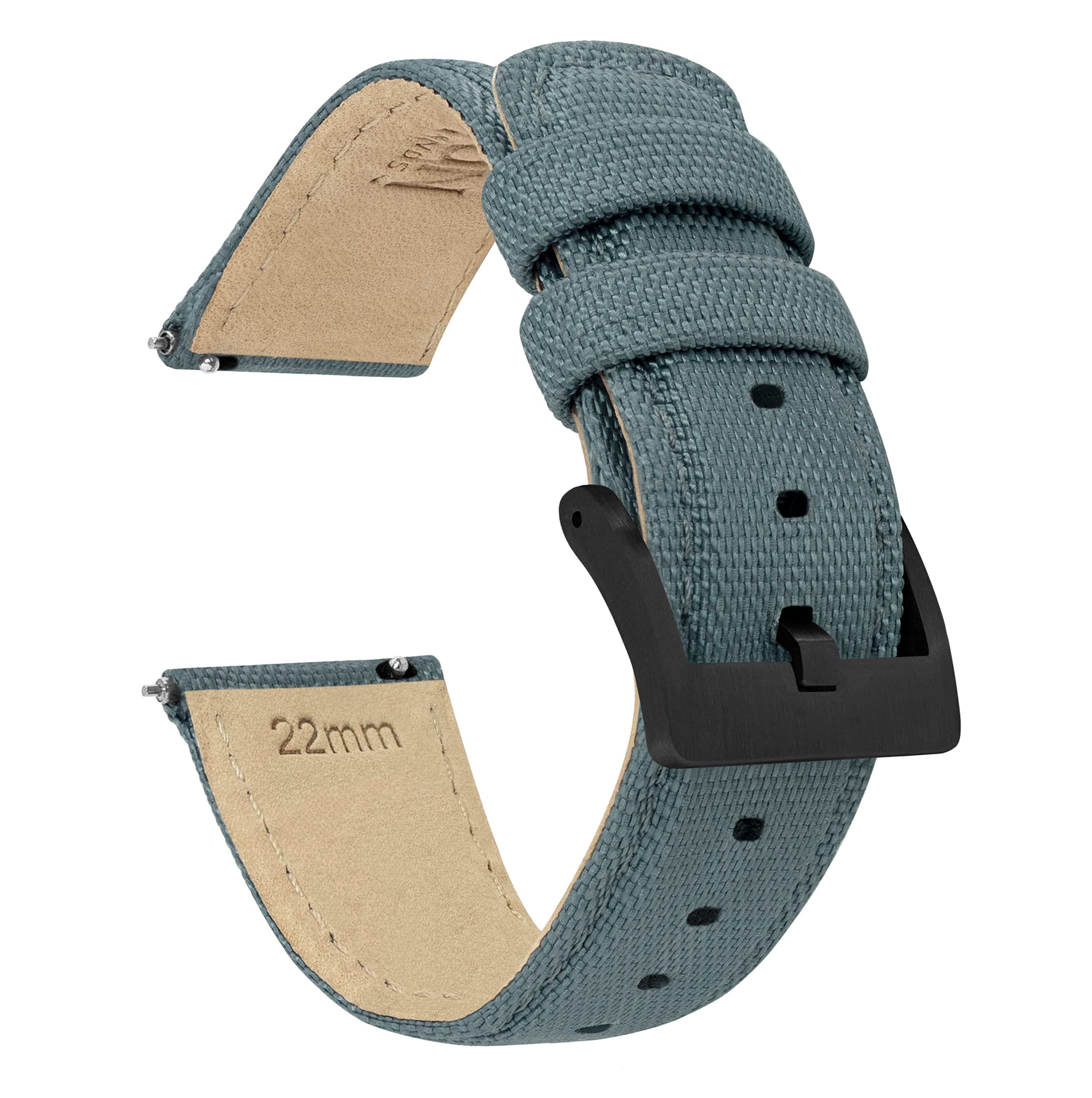 18mm Slate Grey BARTON Sailcloth Quick Release Premium Nylon Weave (Black Buckle)