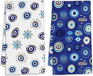 Modern Evil Eyes Hand Towels Set of 2 Decorative Hand Bath Towel for Bathroom Kitchen Accessories Hotel Spa Valentines Mothers Day Wedding Gifts 18 X 24 Inches