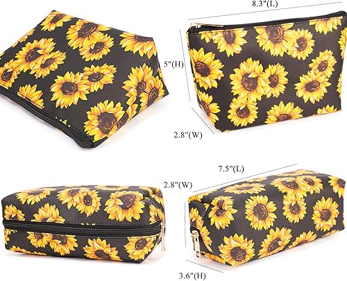 Miniatura 6 de FITINI 3 bolsas de maquillaje de doble capa de viaje grandes estuches de cosméticos organizadores, bolsas de aseo impermeables, bolsa pequeña con