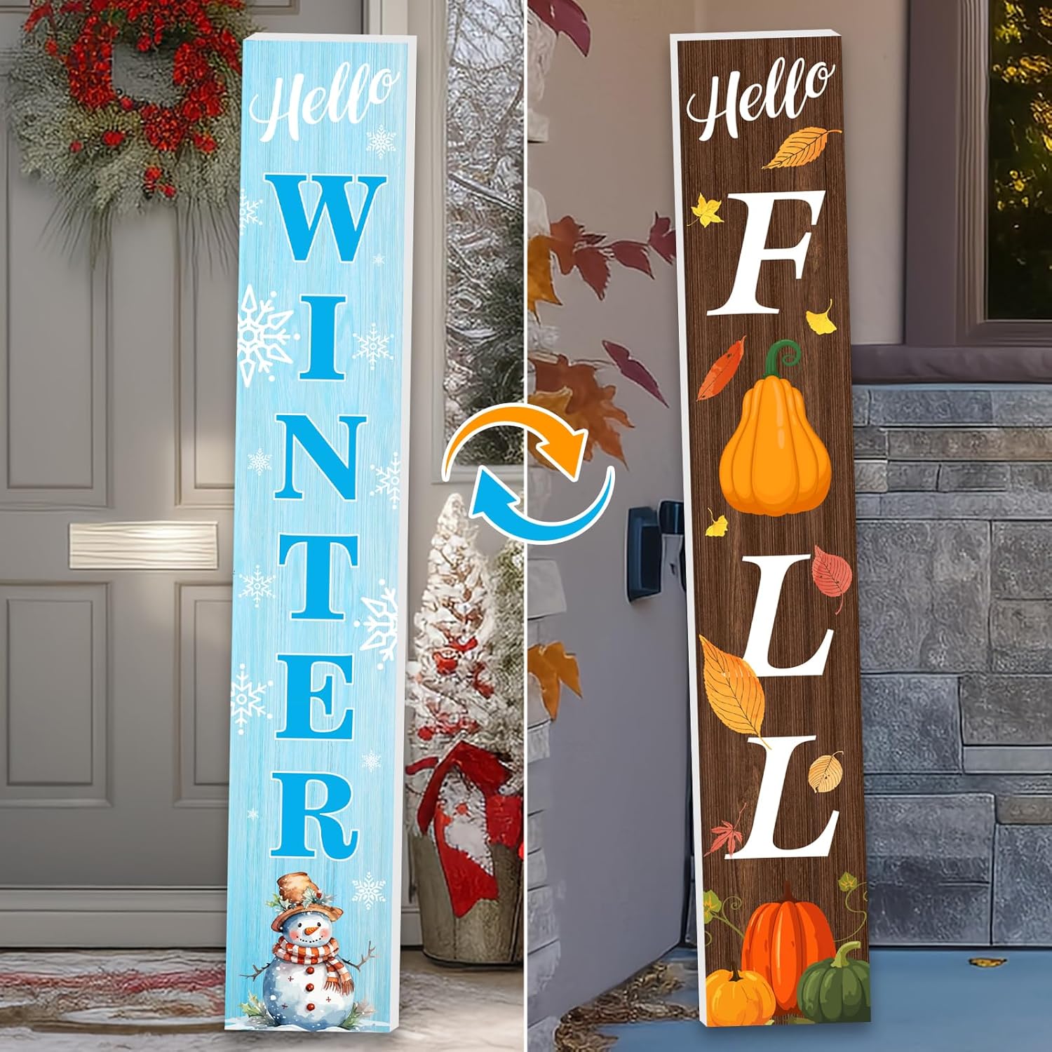 Fall Wooden Porch Sign Decorations Outdoor Pumpkins for Porch 47" Standing