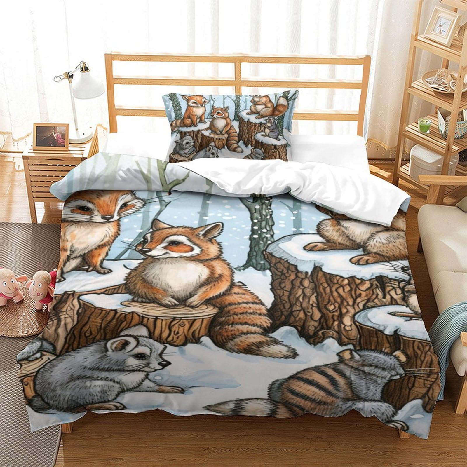 Parure écureuil 3D en microfibre pour un nid douillet et chaleureux de 135x200 cm