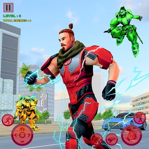 Superhero Robot Fighting Transform Game: Open World City Rescue 3D Robots Fight
