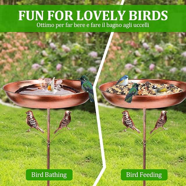 Foto 5 de 8 de UHETLET Comedero para Pájaros Exterior Φ 30 x 80 cm, Comedero y Bebedero para Pajaros con Pie