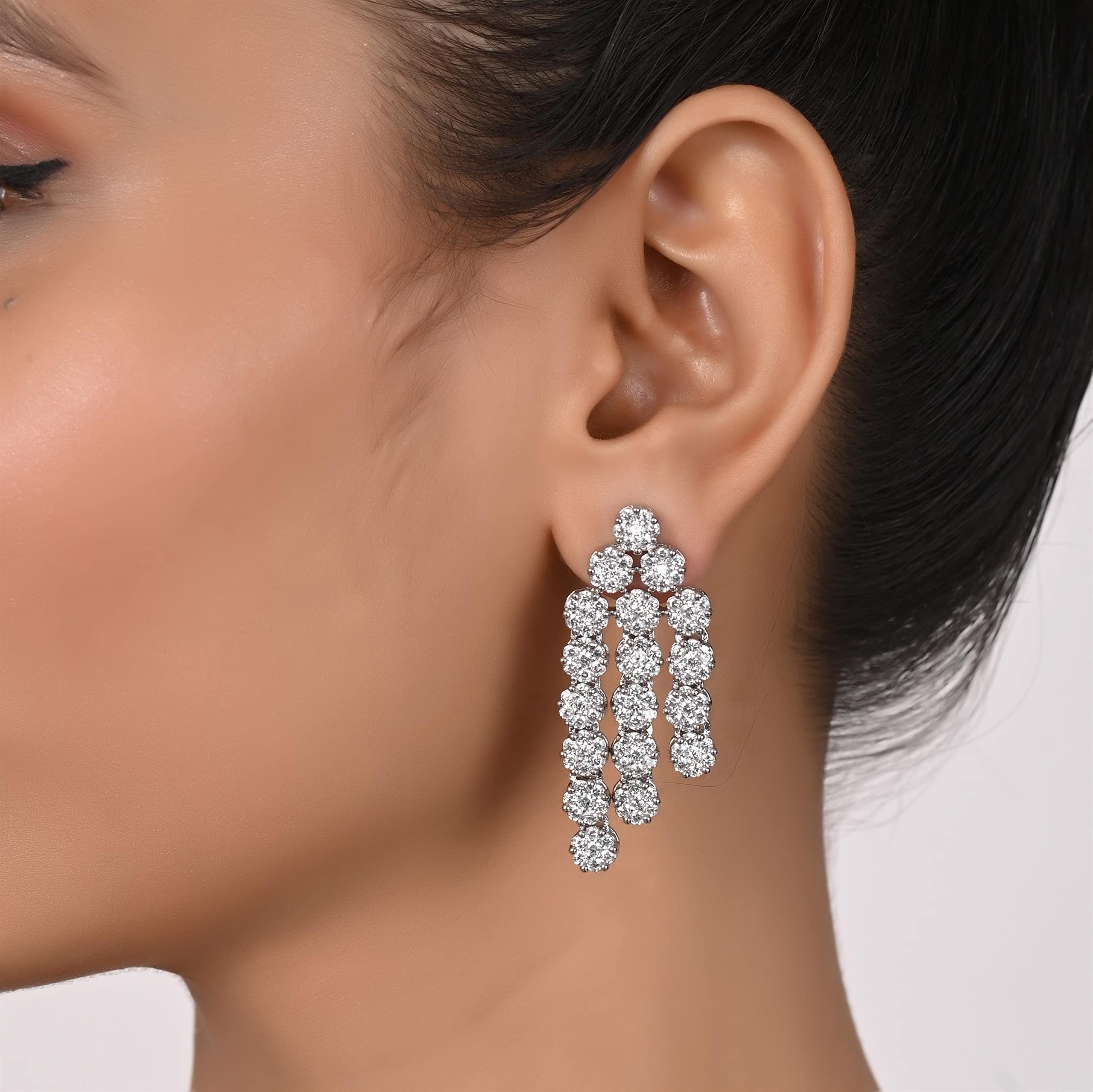 Ratnavali Jewels American Diamond RV4162 - Set di collana tradizionale a tre strati con orecchini, placcata in oro rosa, per donne/ragazze
