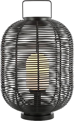 JONATHAN Y JYL6506A Kandella - Linterna LED asiática ovalada tejida al aire libre de 26.7 pulgadas, bohemio, escandinavo, moderno, contemporáneo