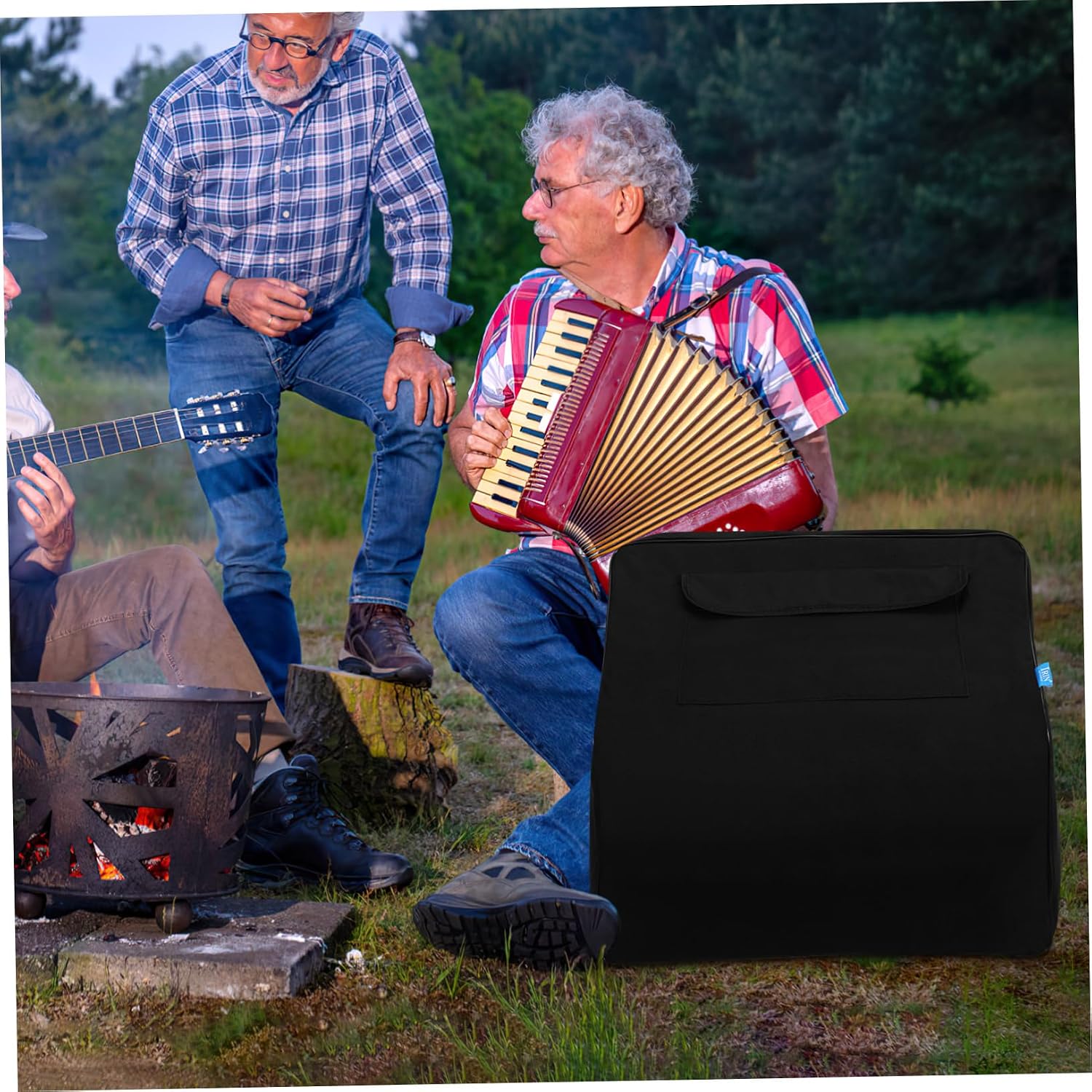 Black Accordion Case Backpack for 48-120 Bass Accordions Padded Storage Bag Detachable Base Sturdy Musical Instrument Accessory