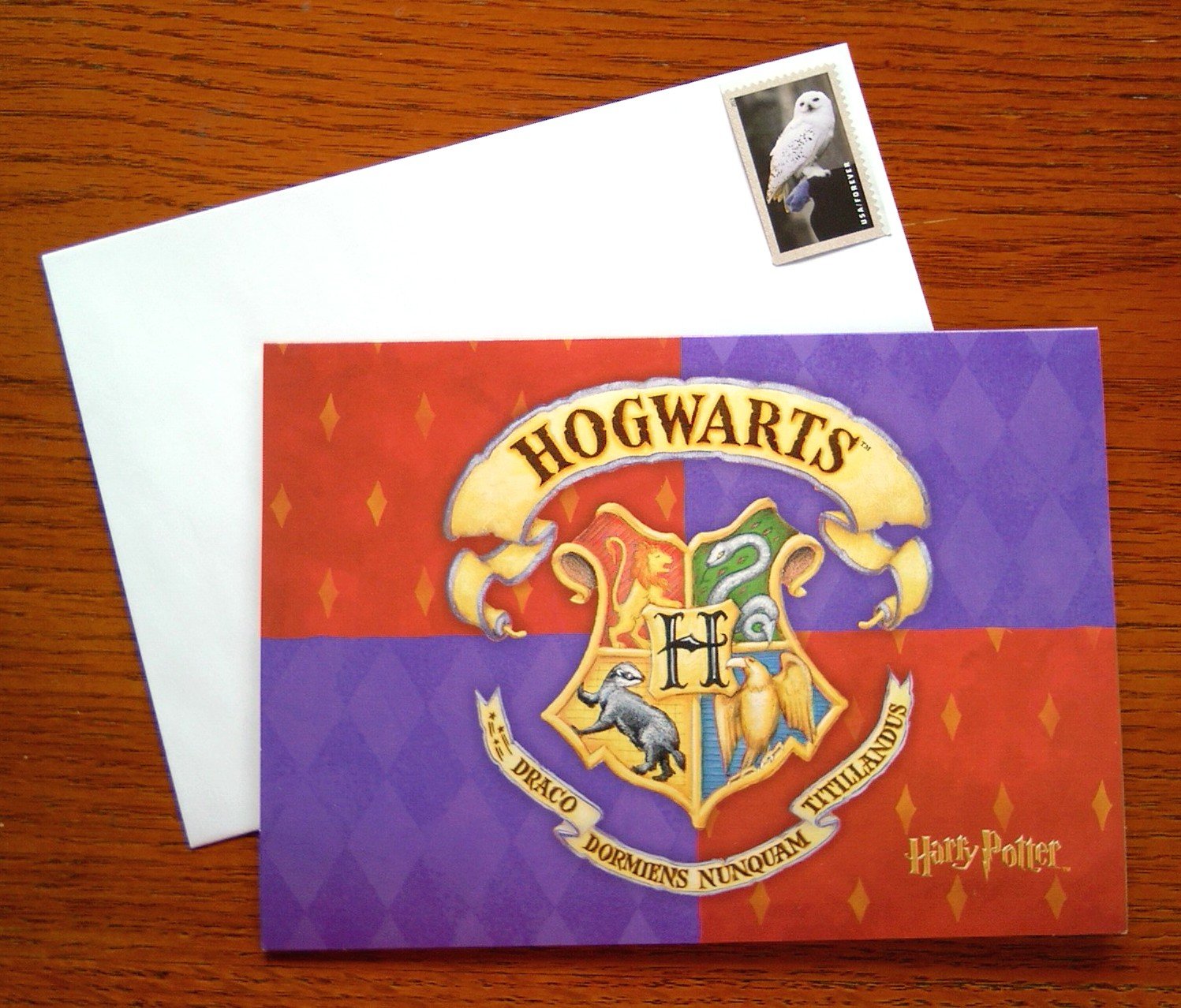 Harry Potter 'Hogwarts Crest' Blank Card, Envelope & USPS Harry Potter
