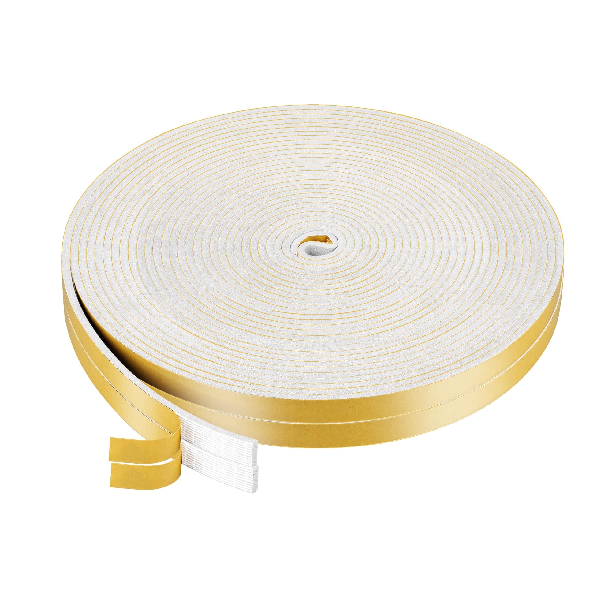 NZNSML 2 Rolls Foam Draught Excluder 12mm(W) x 3mm(T) x 20m(L) Draught Excluder Tape for Windows White Window Seal Self Adhesive Weather Stripping Draft Tape Anti-Collision for Gaps Doors
