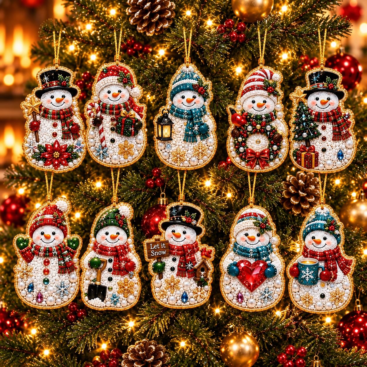 10PCS Christmas Pearl Diamond Painting Hanging Ornament Art Kit for Adults — image 1