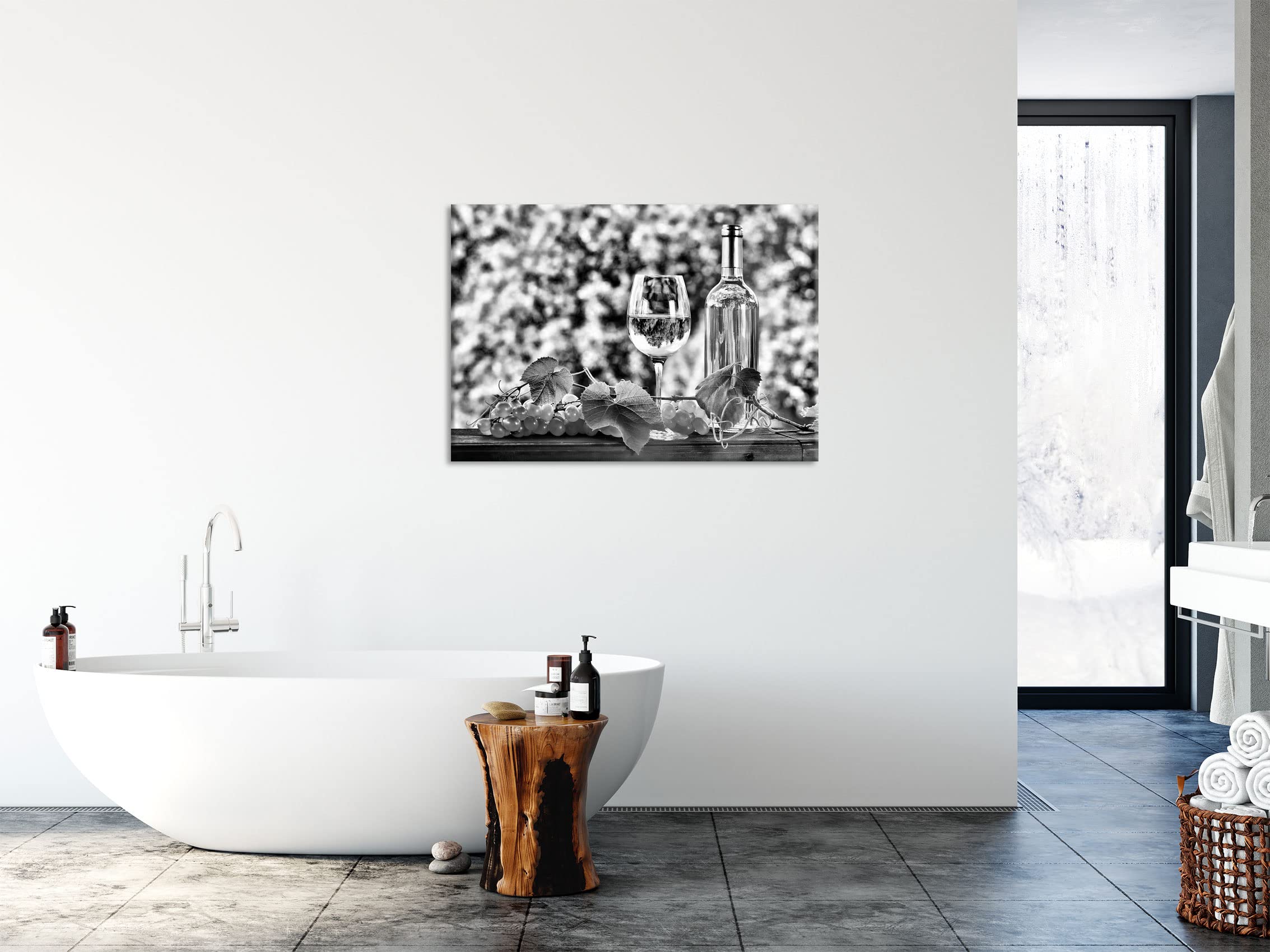 Pixxprint Glasbild, Wandbild aus Echtglas, Wein und Weintrauben, 100x70 cm, inkl. Aufhängung und Abstandshalter