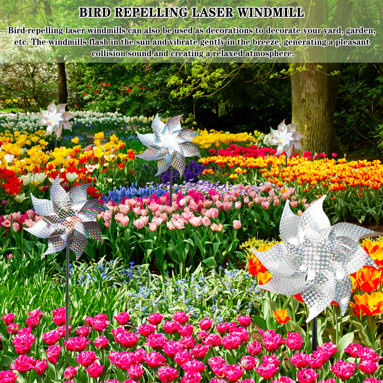 6 Pezzi Girandola a Vento Riflettente, Repellente per Uccelli Girandole, Girandole Uccelli per Balcone, Mulino a Vento Riflettente per Frutteto, Giardino, Cortile, Terreno Agricolo