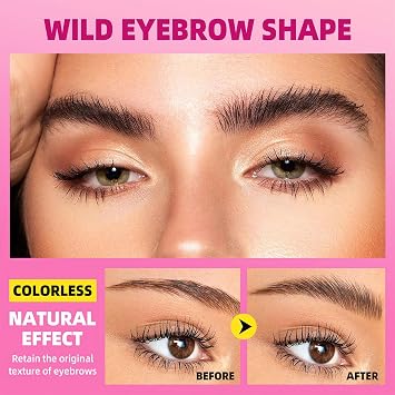 Brow Lamination Gel with Comb, Super Lock Brow Glue, Waterproof 24h Clear Eyebrow Glue, Non-Flaky & Sweatproof Natural Feathered Look, Long Lasting Strong Hold Clear Gel for Defined Eyebrow Makeup