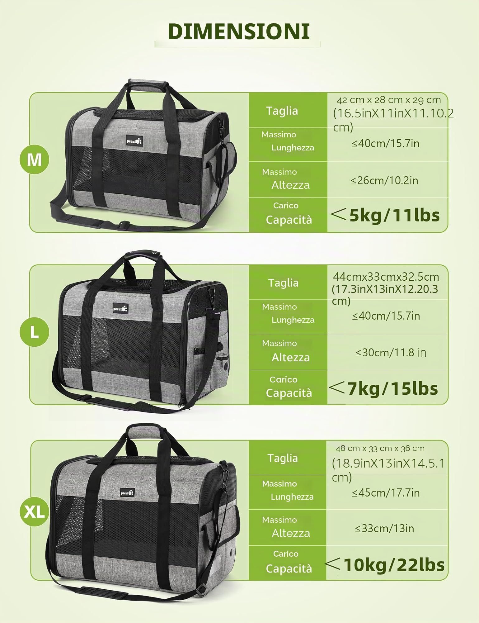 Pecute Trasportino per Gatto & Cani, Borsa per Gatti, Borsa da Viaggio Portatile per Cani, Tessuto a Maglia Traspirante, Adatto per Viaggi Lunghi e Brevi, Usato per Gatti e Cuccioli Meno di 9KG