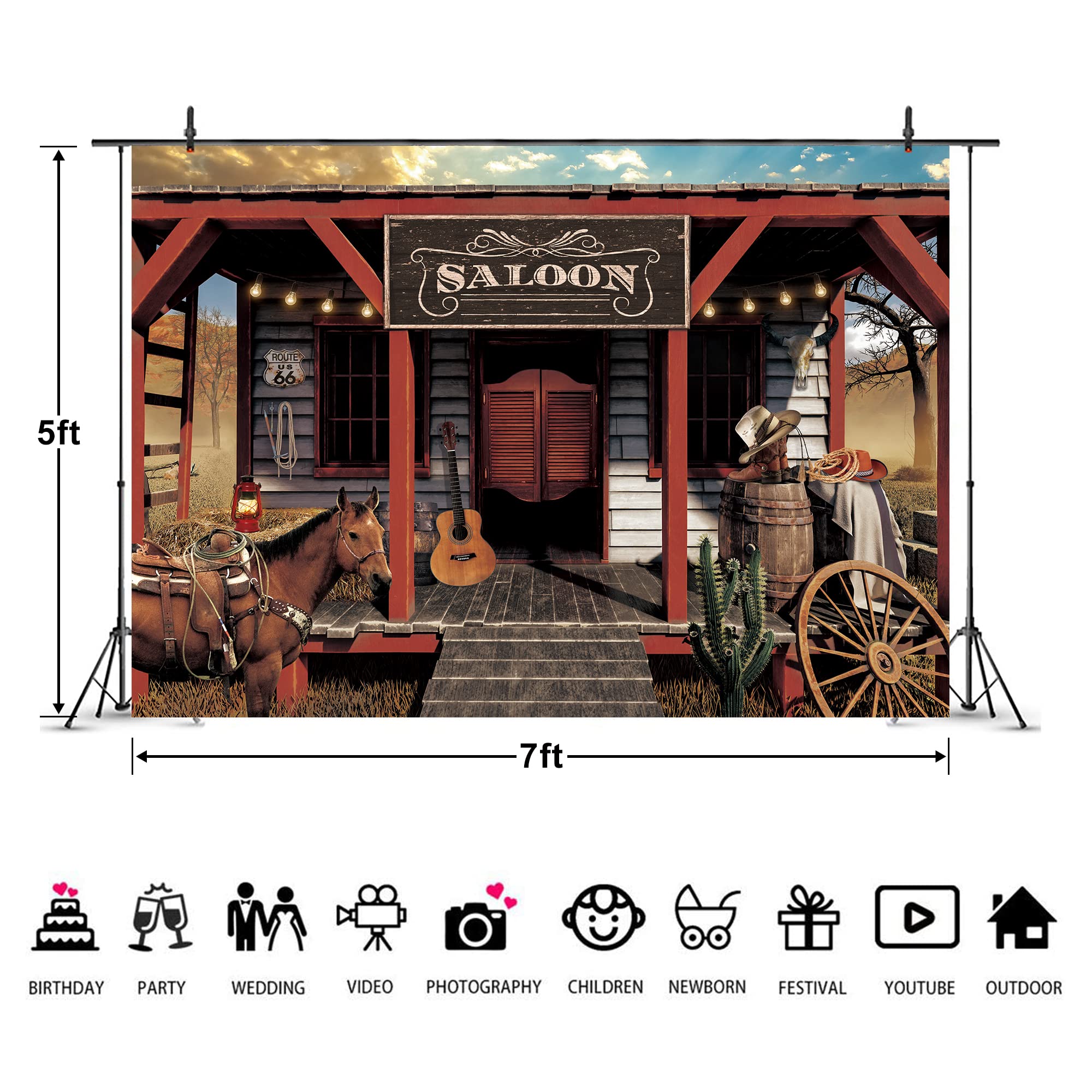 Western Cowboy Party Backdrop – 7x5ft Vinyl Photo Booth Background For Wild West Birthday Decor - View #8