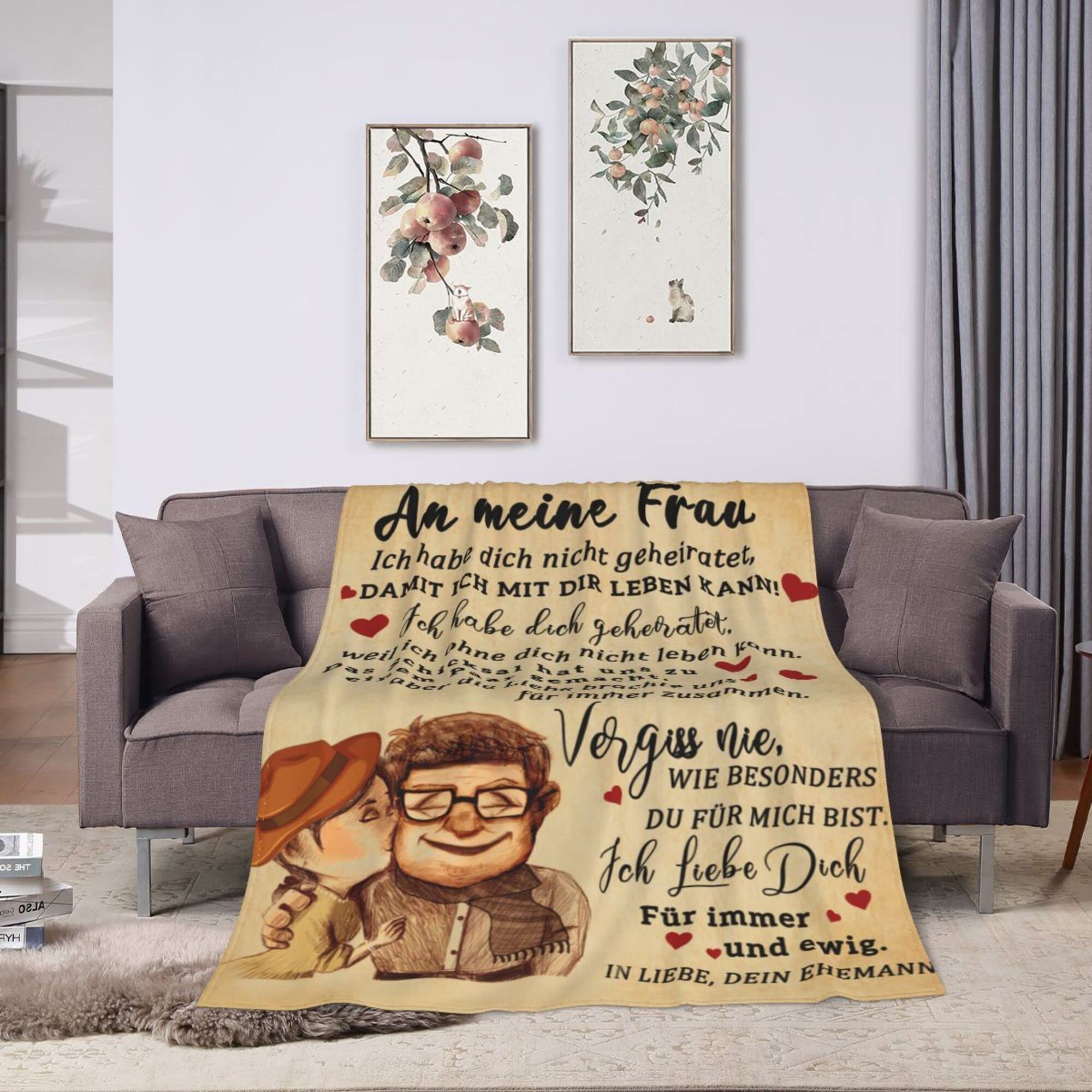 Hochzeitstag Geschenke für Frauen, Kuscheldecke An Meine Frau, Geburtstagsgeschenk Hochzeitsgeschenk Geschenkideen, Flauschige Fleecedecke 150x200cm